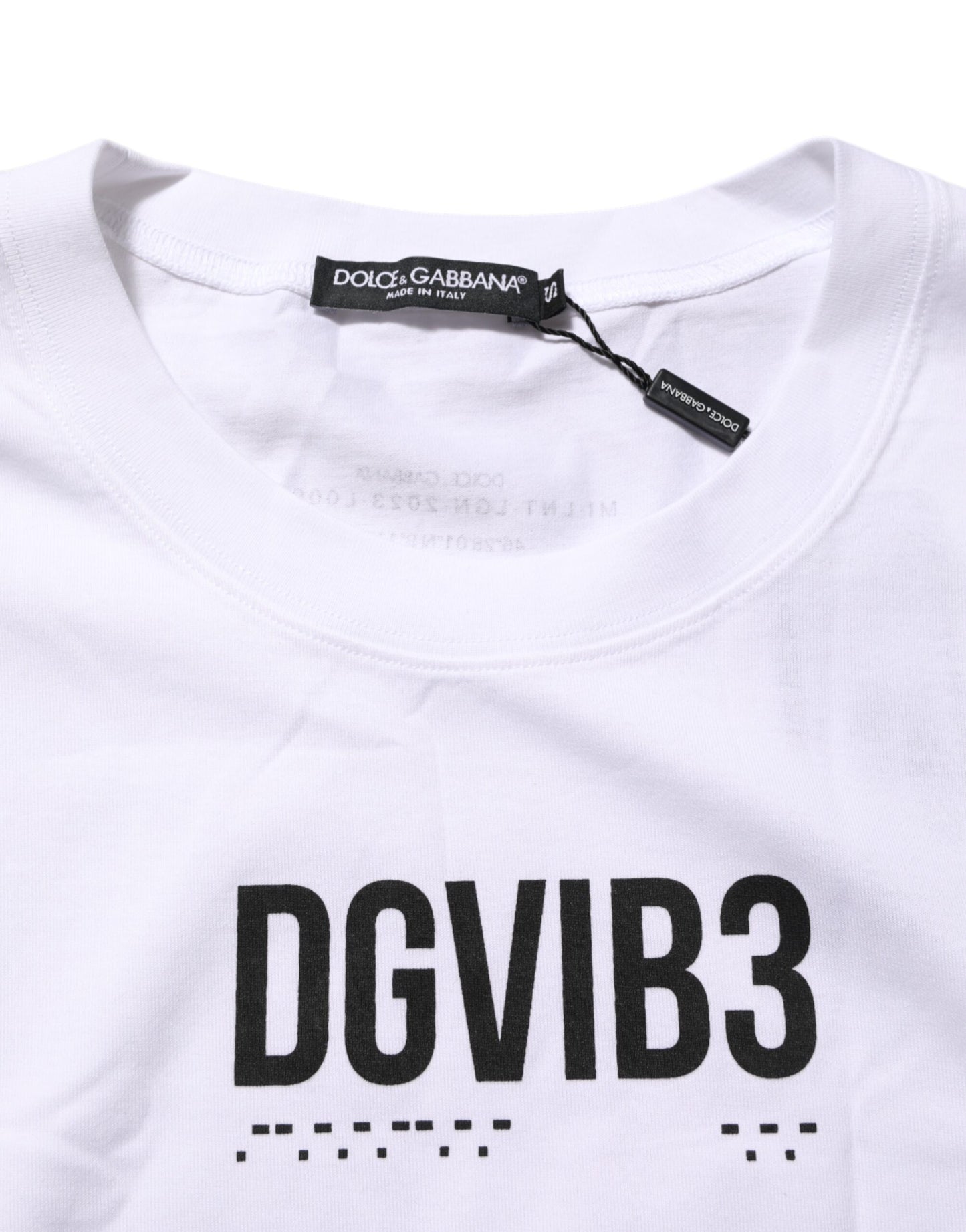 Dolce & Gabbana Weißes ärmelloses bedrucktes Tank-T-Shirt aus Baumwolle