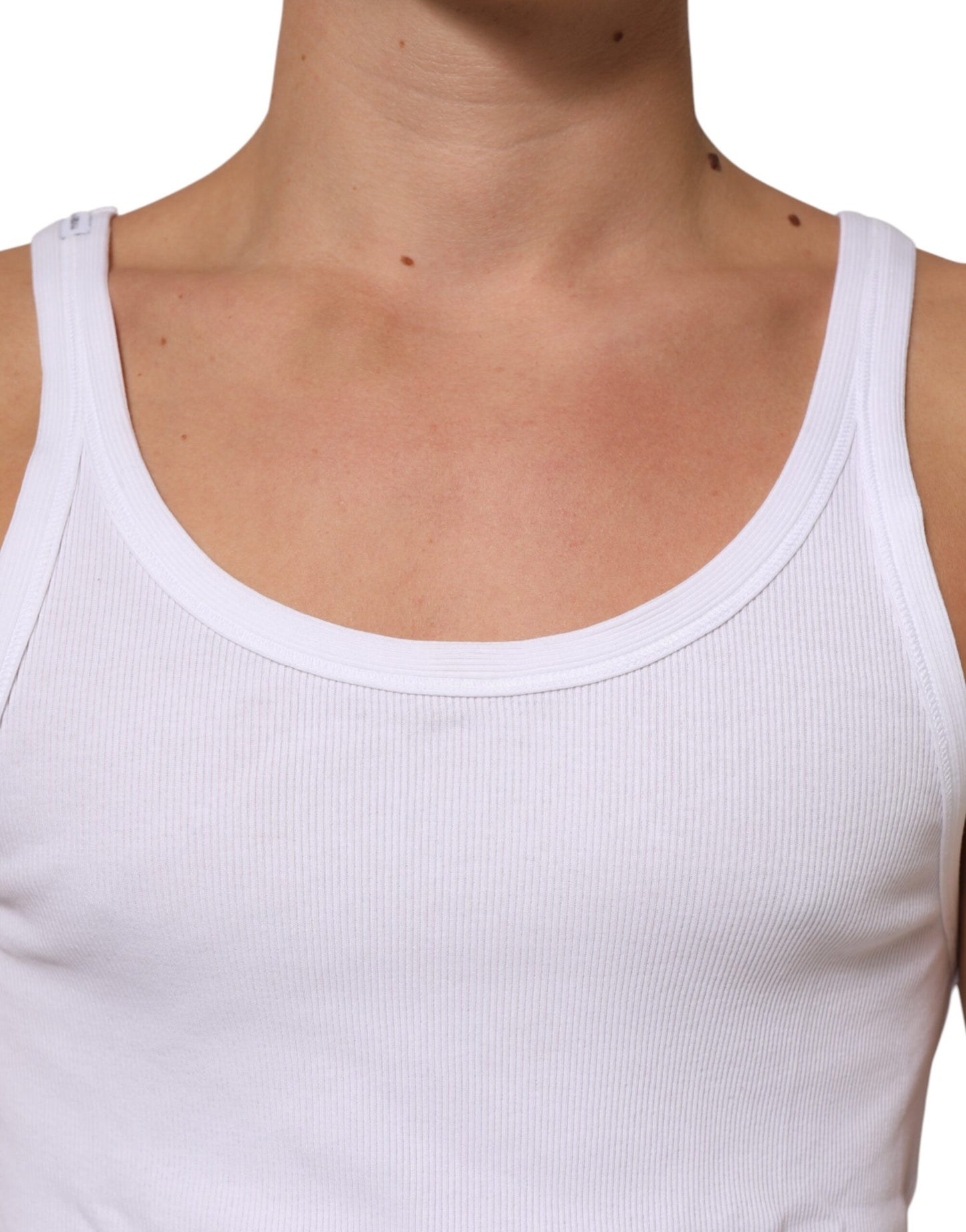 Dolce & Gabbana Weißes ärmelloses Rundhals-Tank-Top T-Shirt
