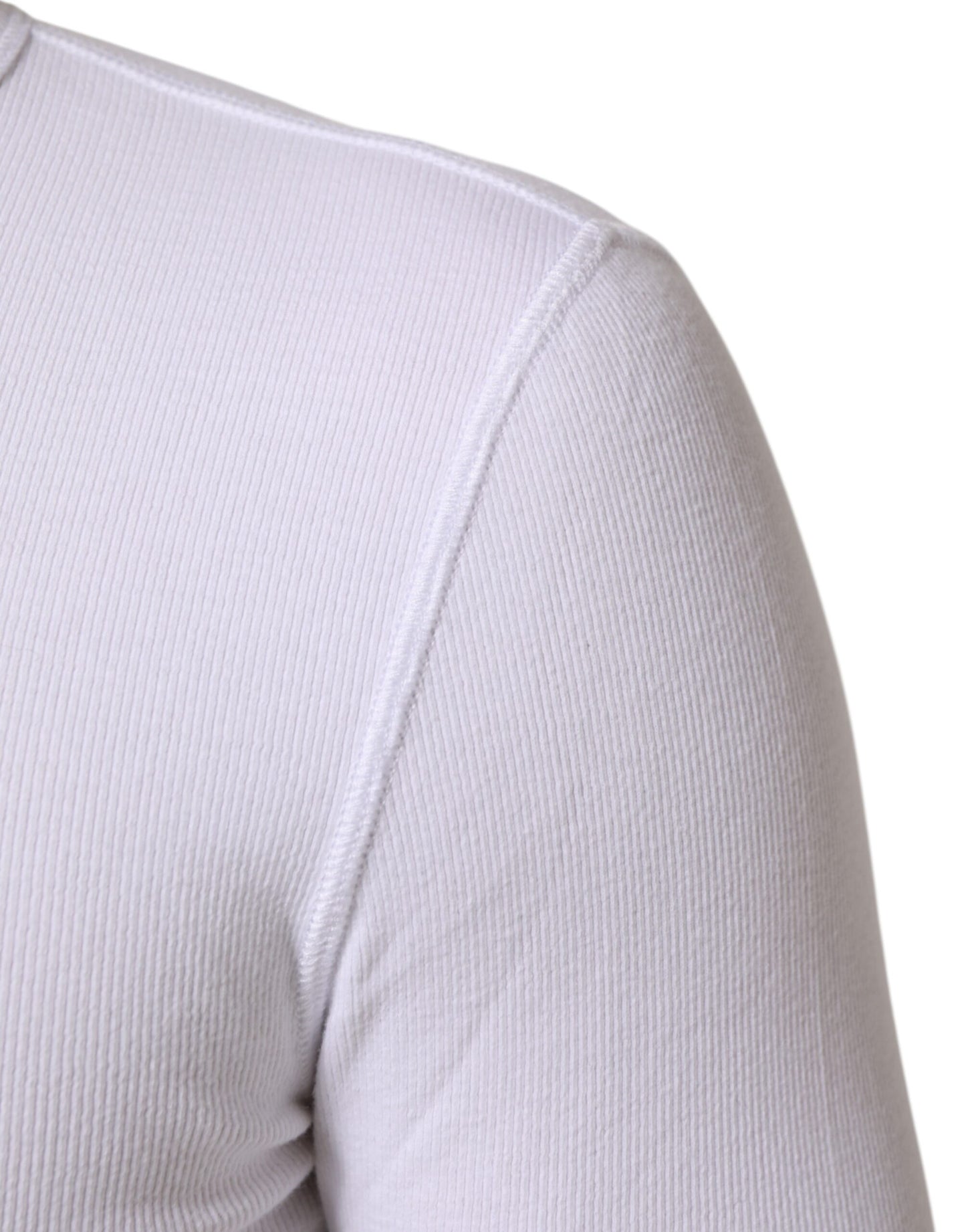 Dolce & Gabbana Weißes T-Shirt mit langen Ärmeln und Knopfverschluss