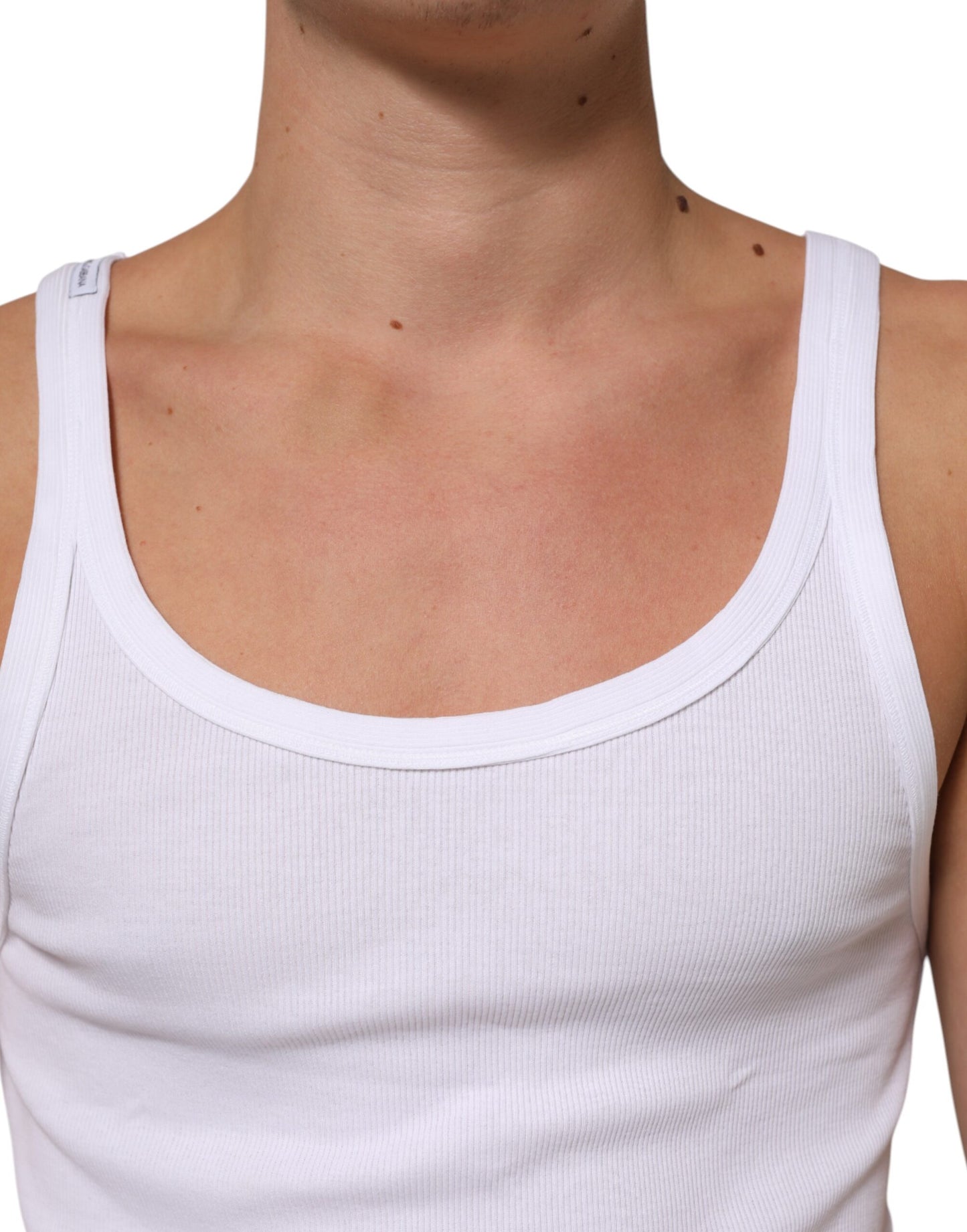 Dolce & Gabbana Weißes ärmelloses Rundhals-Tank-Top T-Shirt