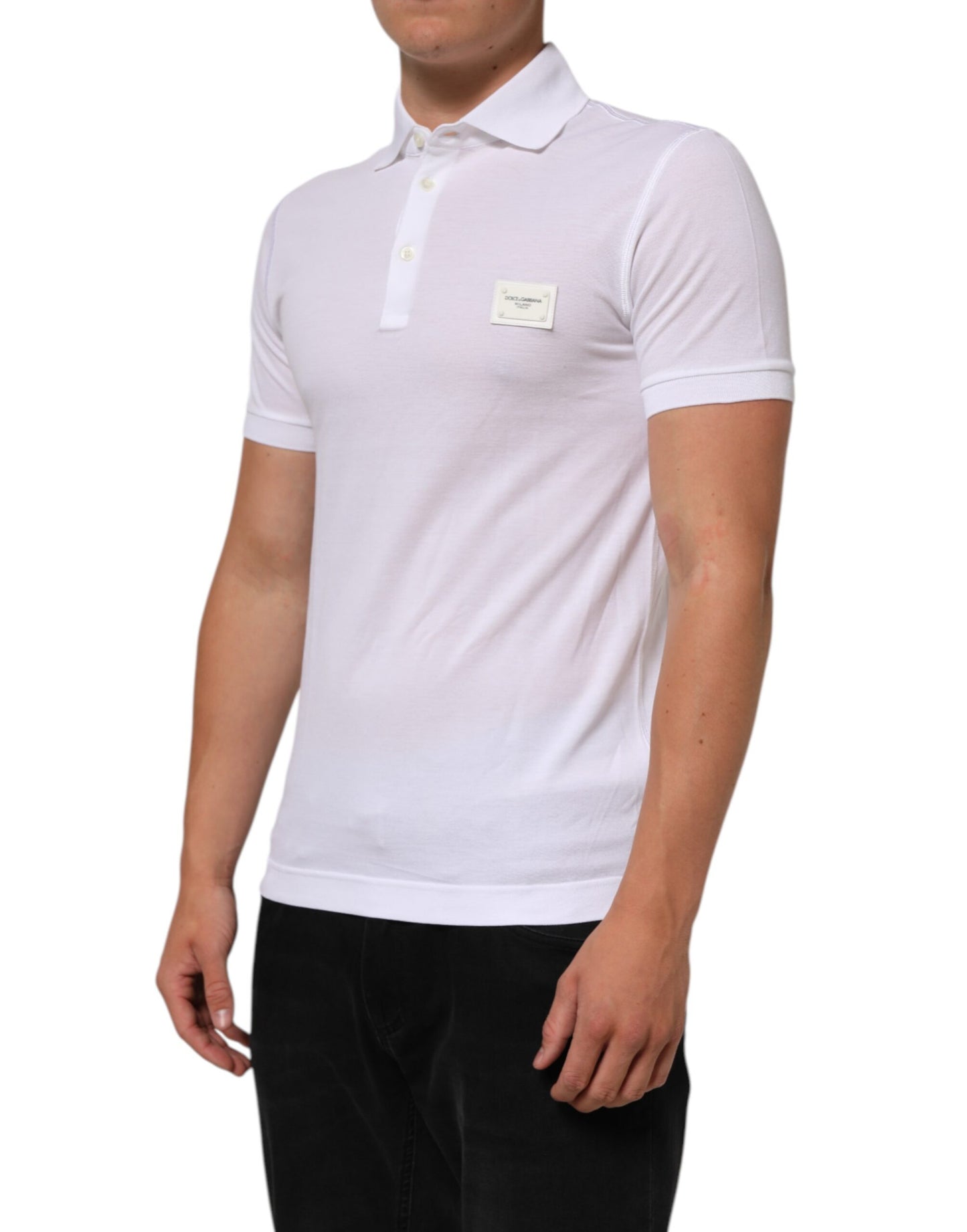 Dolce & Gabbana Weißes Polo-T-Shirt mit kurzen Ärmeln und Kragen