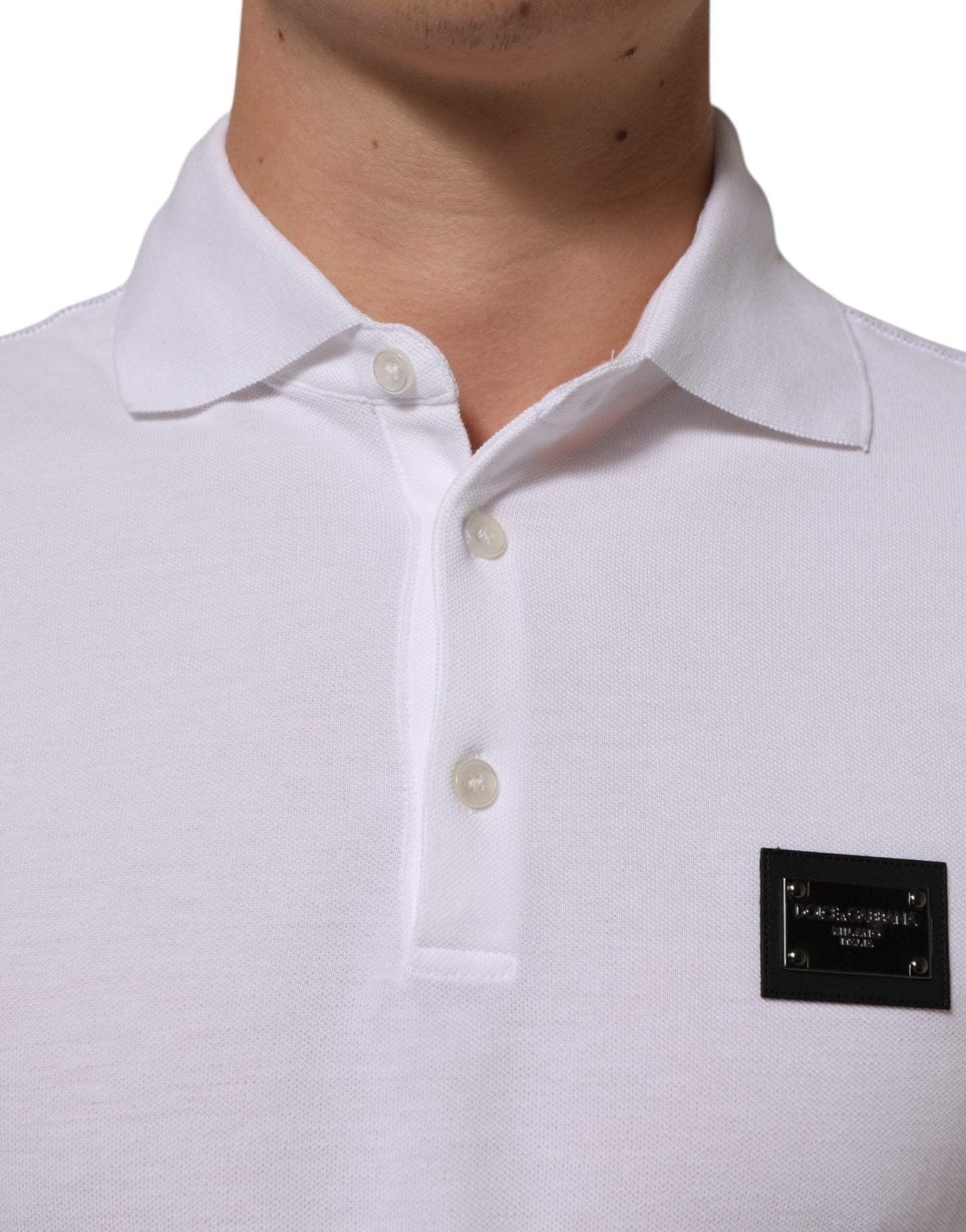 Dolce & Gabbana Weißes Polohemd mit kurzen Ärmeln für Männer mit Kragen