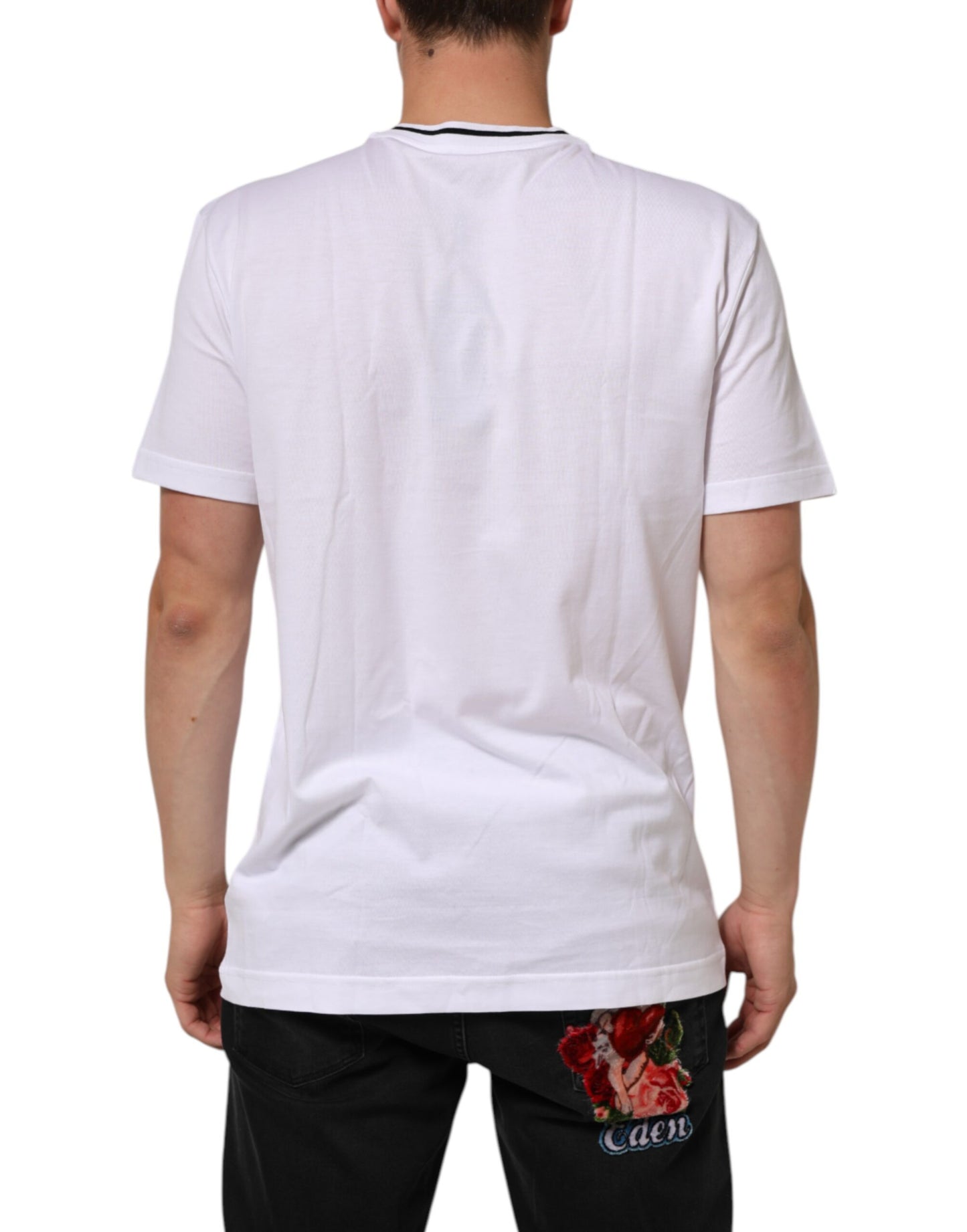 Dolce & Gabbana Weißes Sacred Heart Kurzarm-T-Shirt für Männer