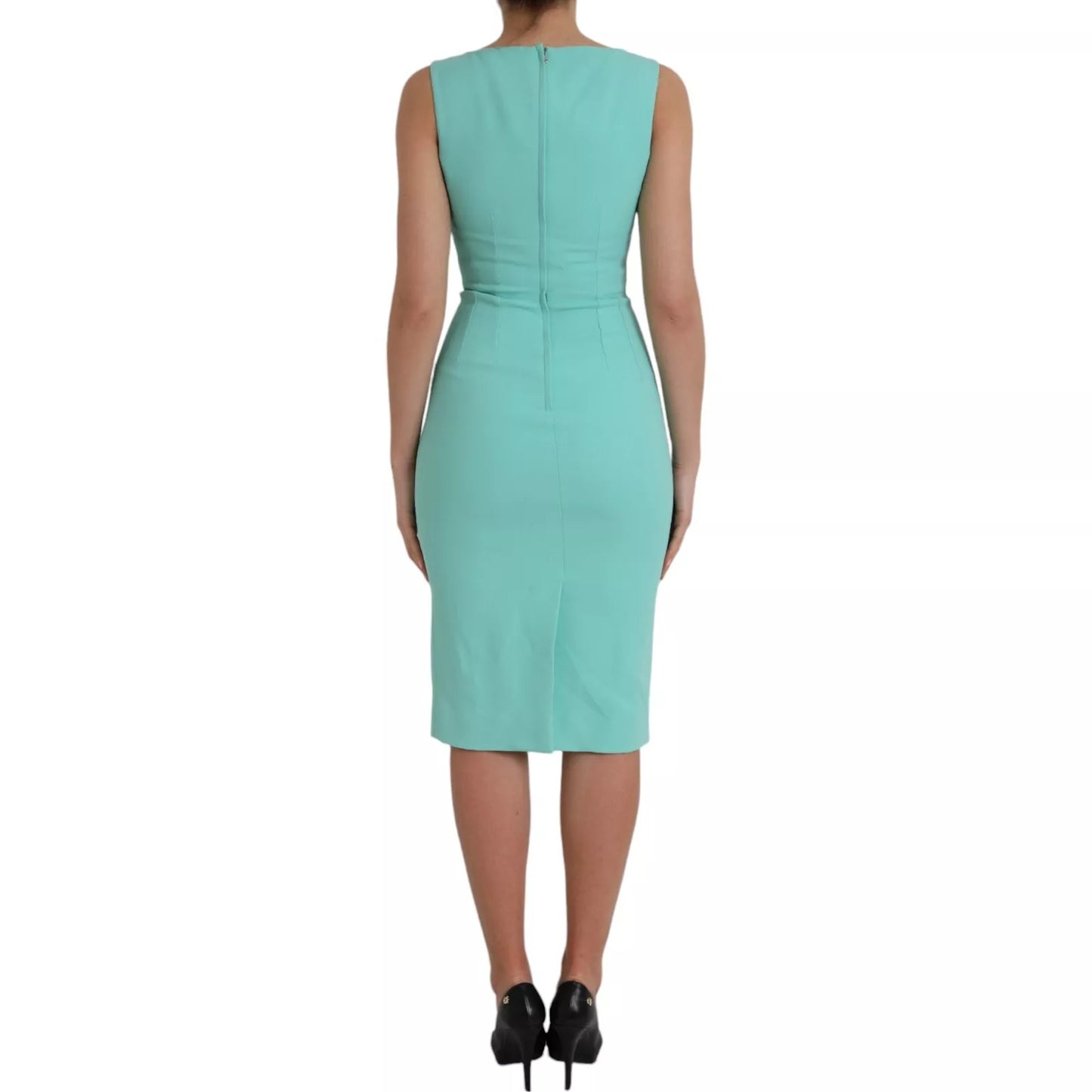 Dolce & Gabbana Grünes ärmelloses Midikleid aus Viskose