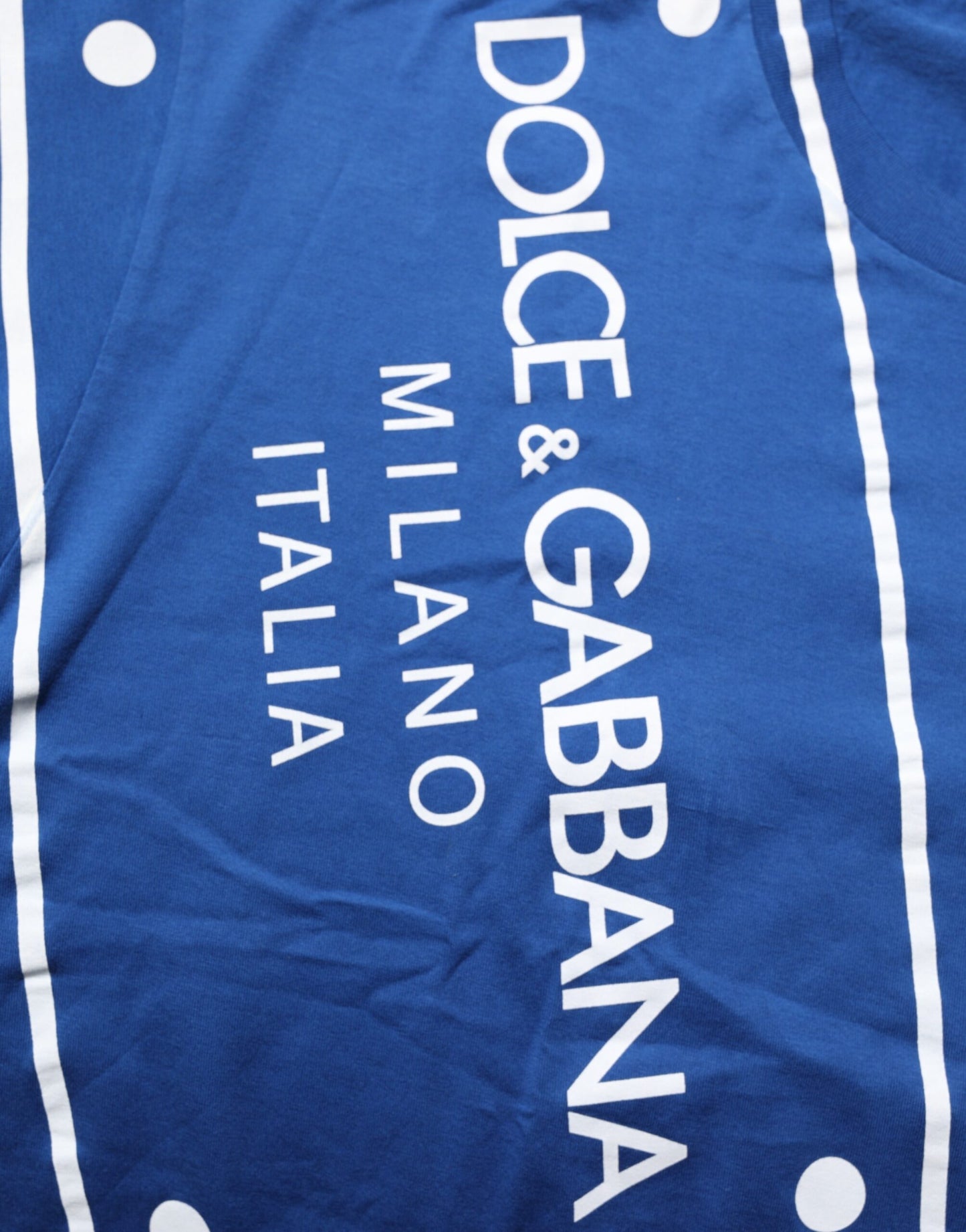 Dolce & Gabbana Blaues Logo Print Baumwolle Rundhalsausschnitt Männer T-Shirt