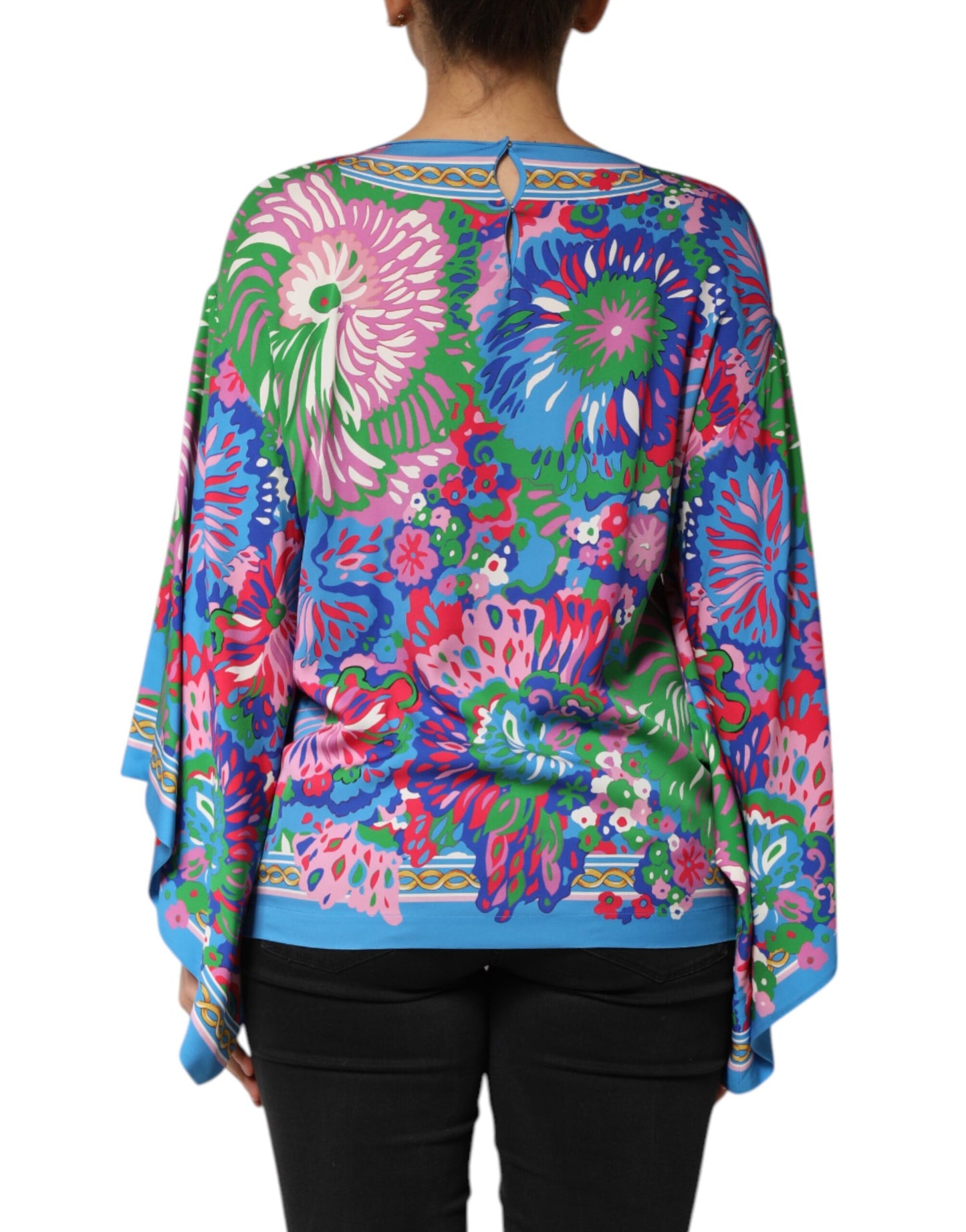 Dolce & Gabbana Multicolor Seidenbluse mit Blumendruck Tunika-Top