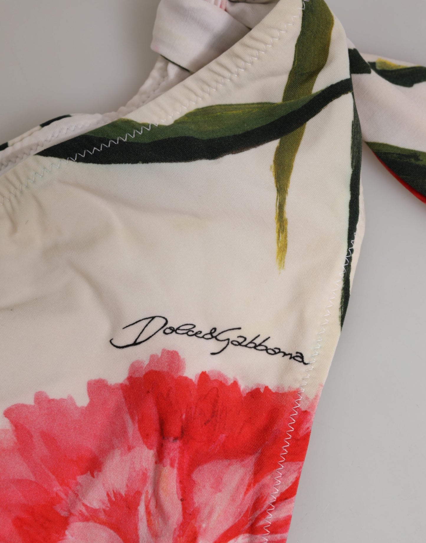 Dolce & Gabbana Weißer geblümter Badeanzug 2 Stück Oberteil Unterteil Bademode