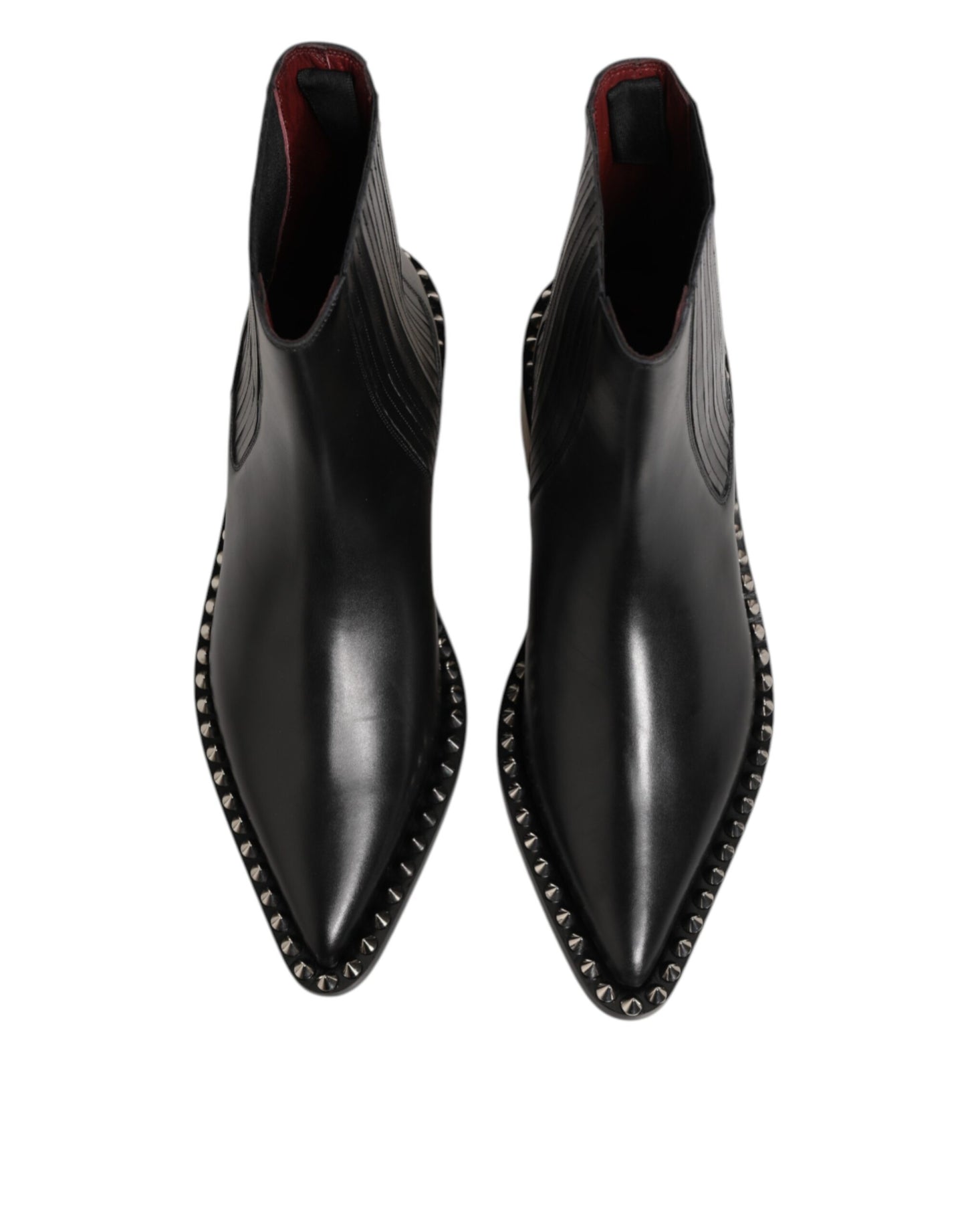 Dolce & Gabbana Schwarzes Leder Nieten Männer kurze Stiefel Schuhe
