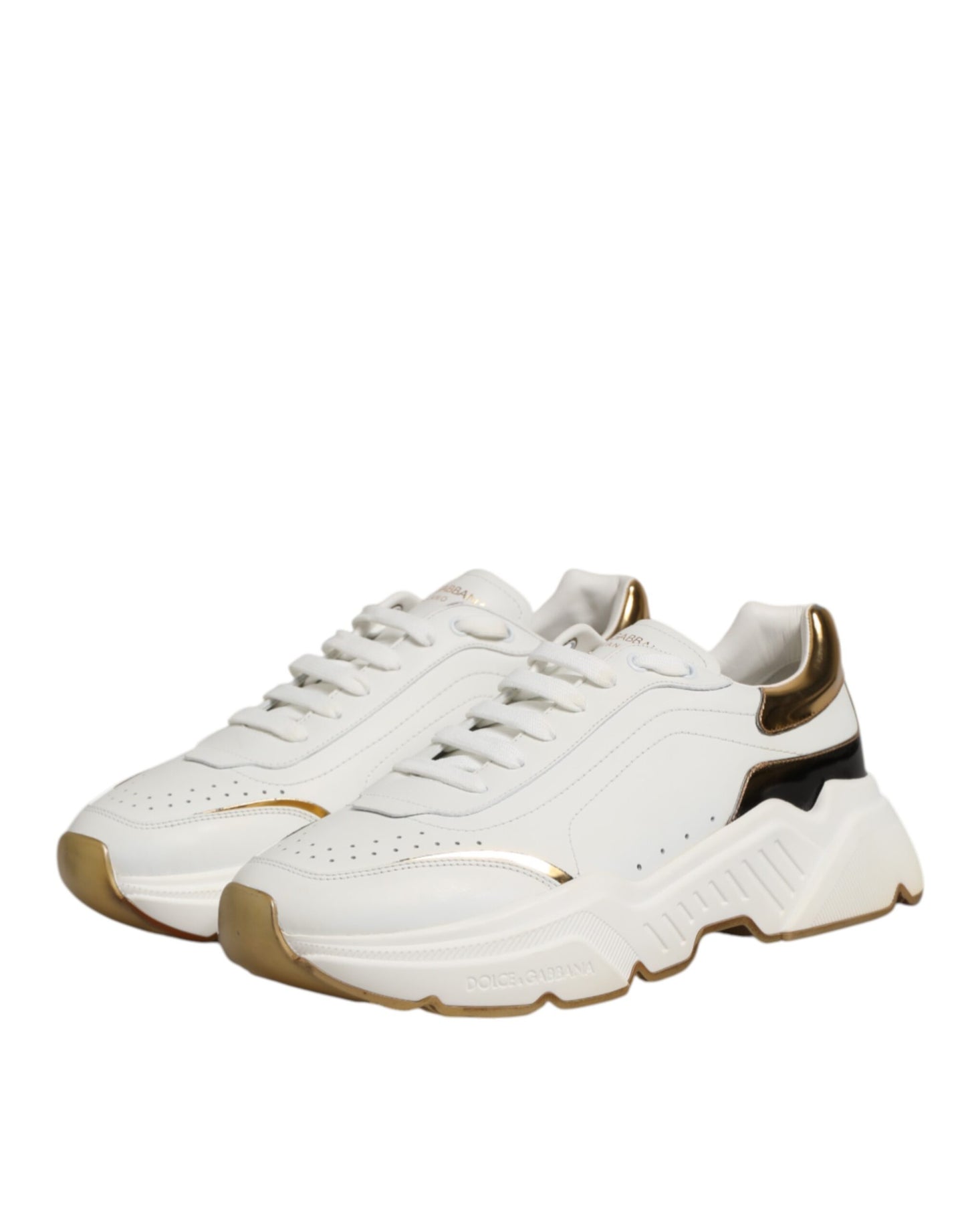 Dolce & Gabbana Weiß Gold Daymaster Low Top Turnschuhe Schuhe