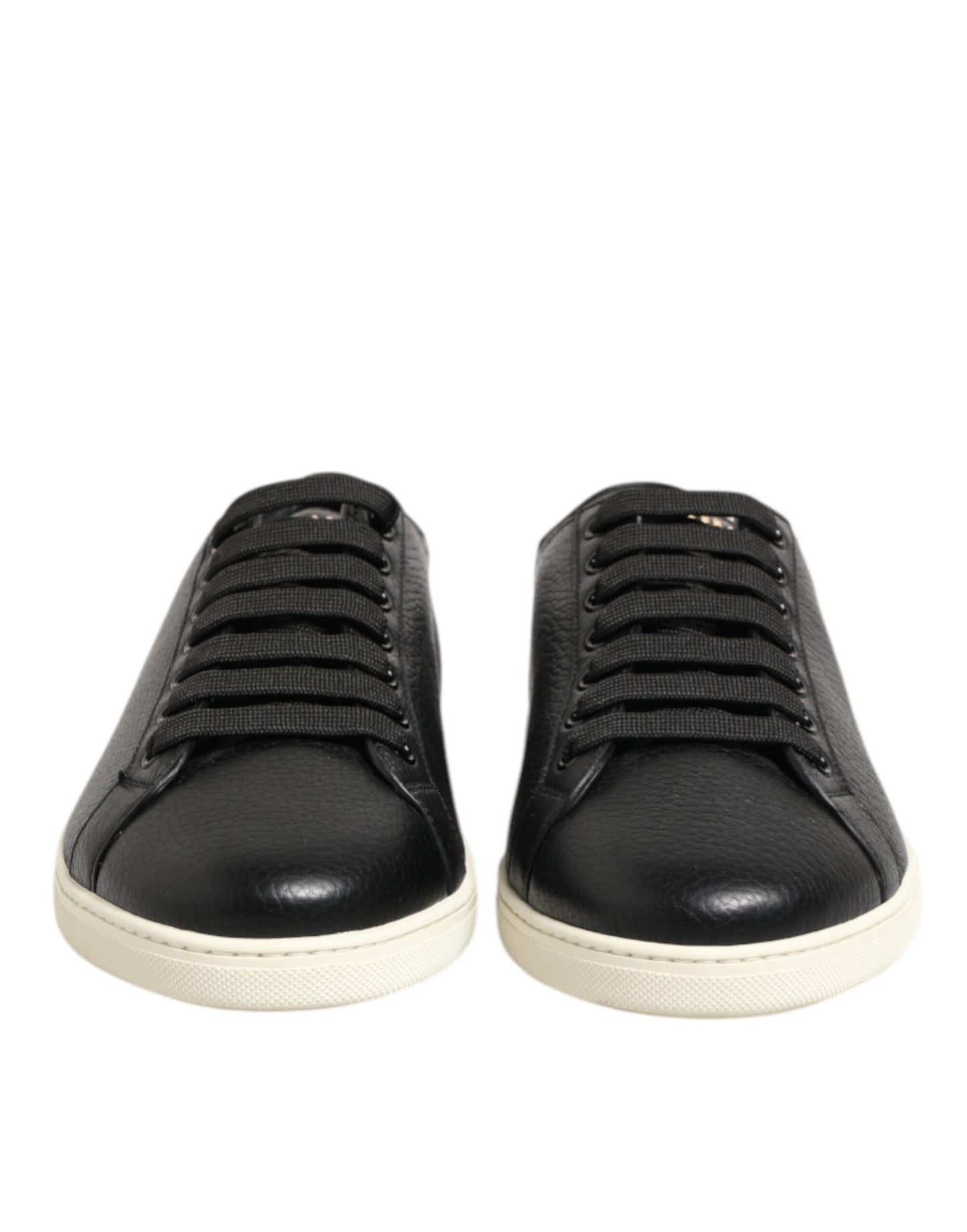 Dolce & Gabbana Schwarze Leder Schnürschuhe Low Top Sneakers Schuhe