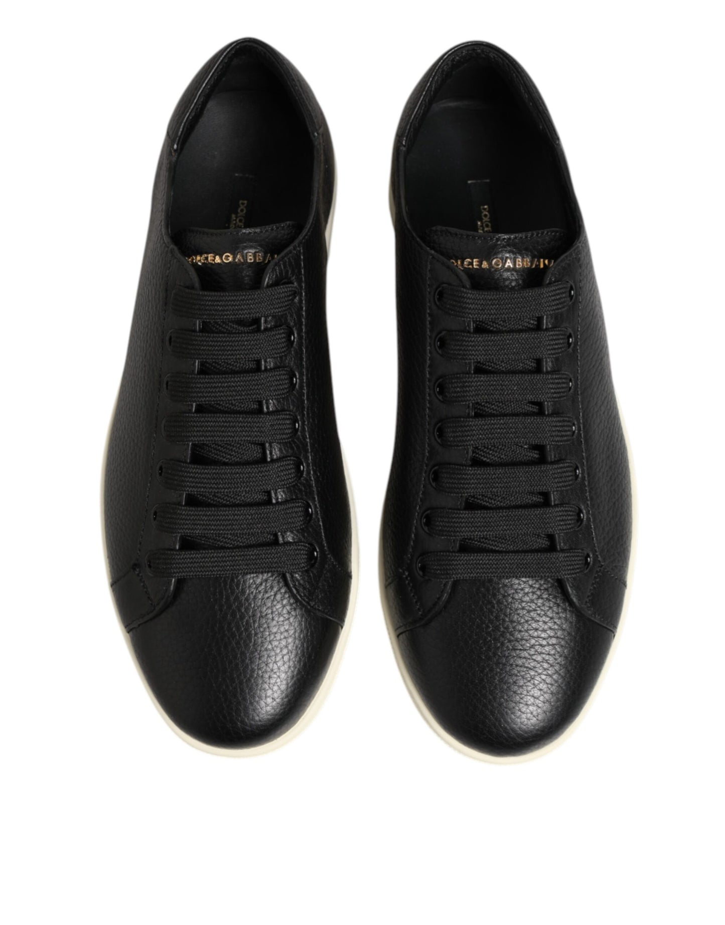 Dolce & Gabbana Schwarze Leder Schnürschuhe Low Top Sneakers Schuhe