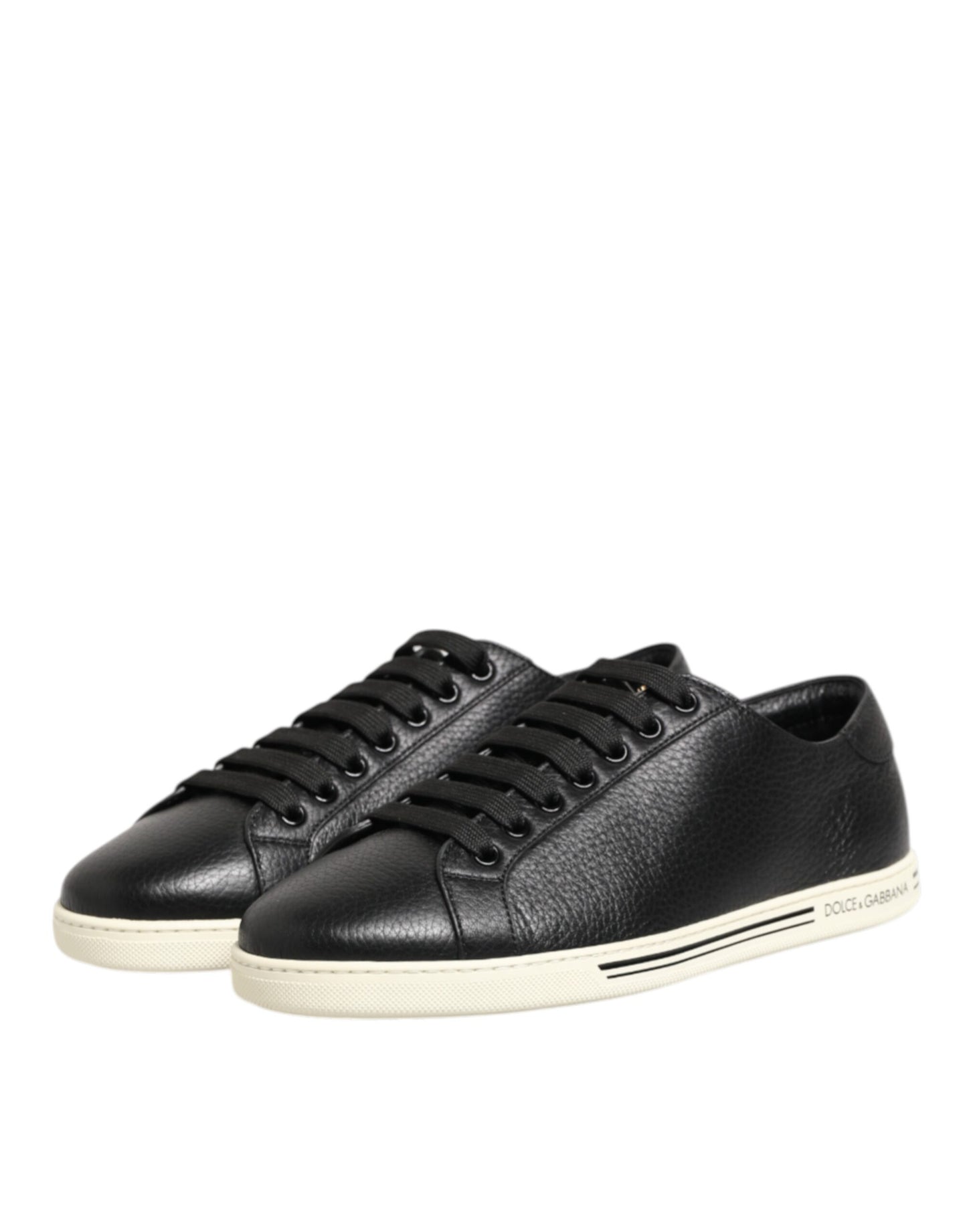 Dolce & Gabbana Schwarze Leder Schnürschuhe Low Top Sneakers Schuhe