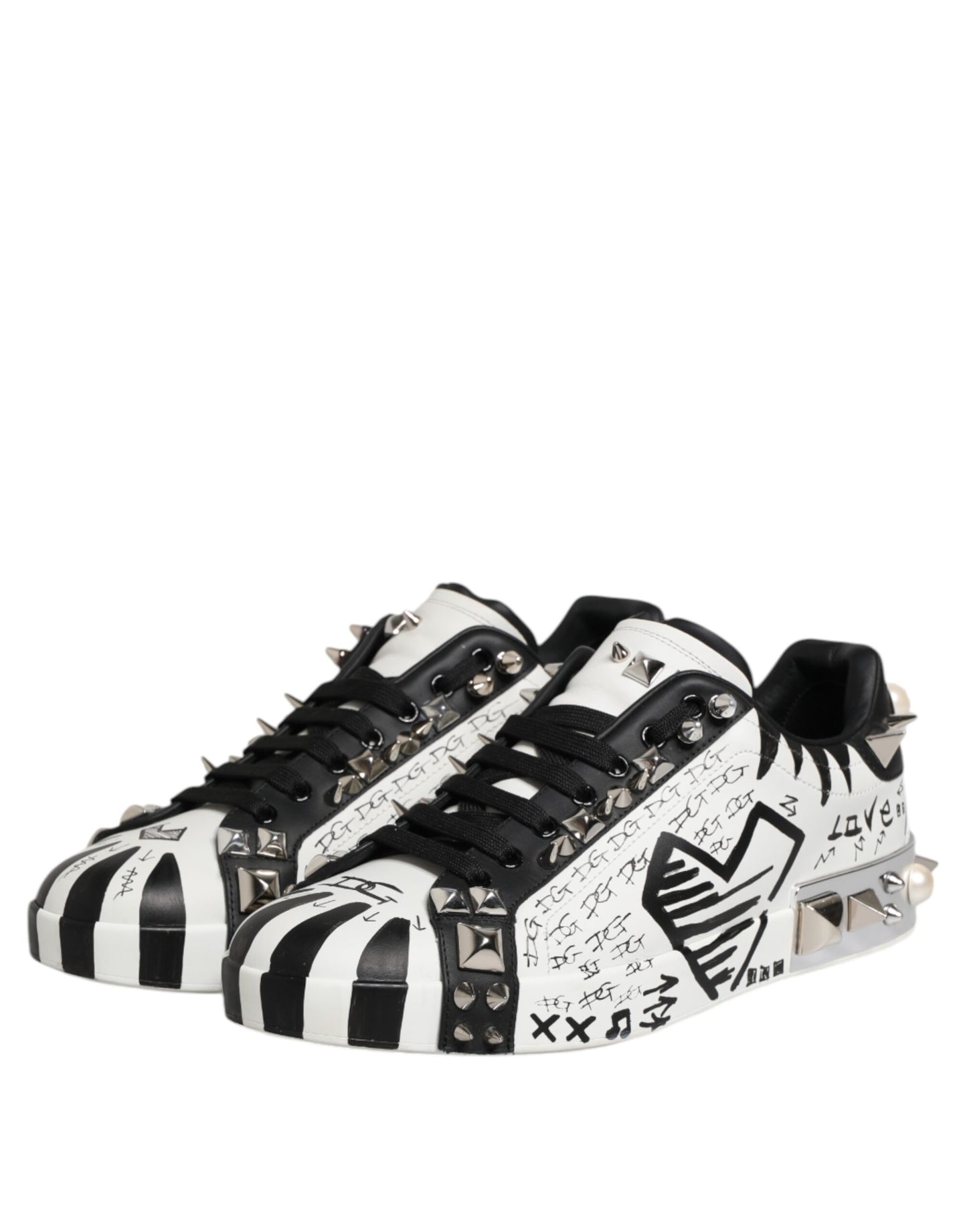 Dolce & Gabbana Weiß Portofino Nieten Männer Turnschuhe Schuhe