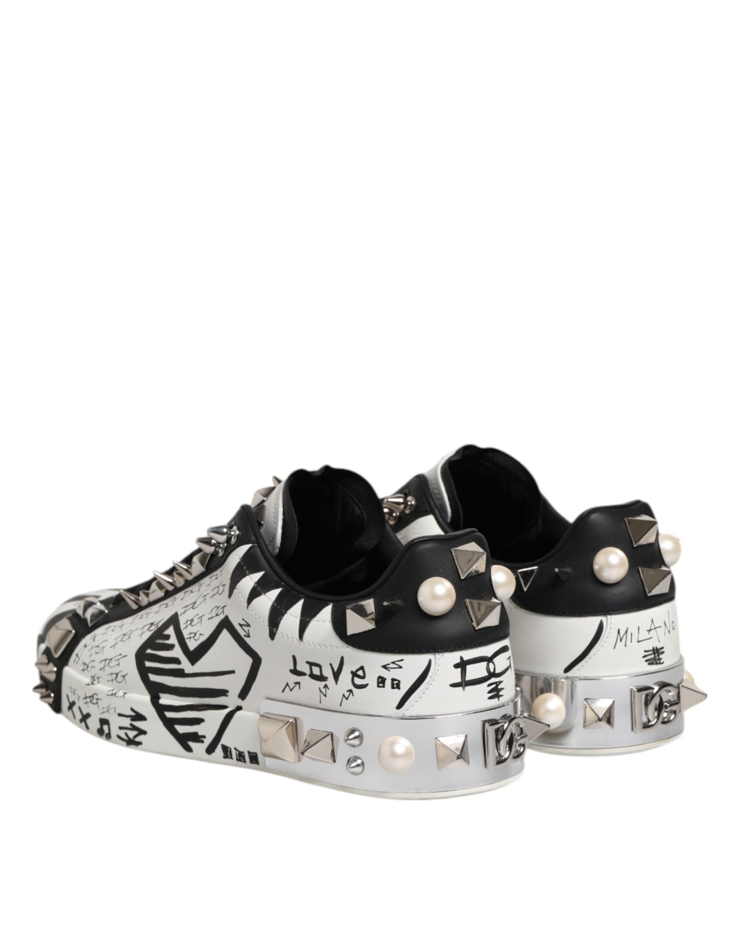 Dolce & Gabbana Weiß Portofino Nieten Männer Turnschuhe Schuhe