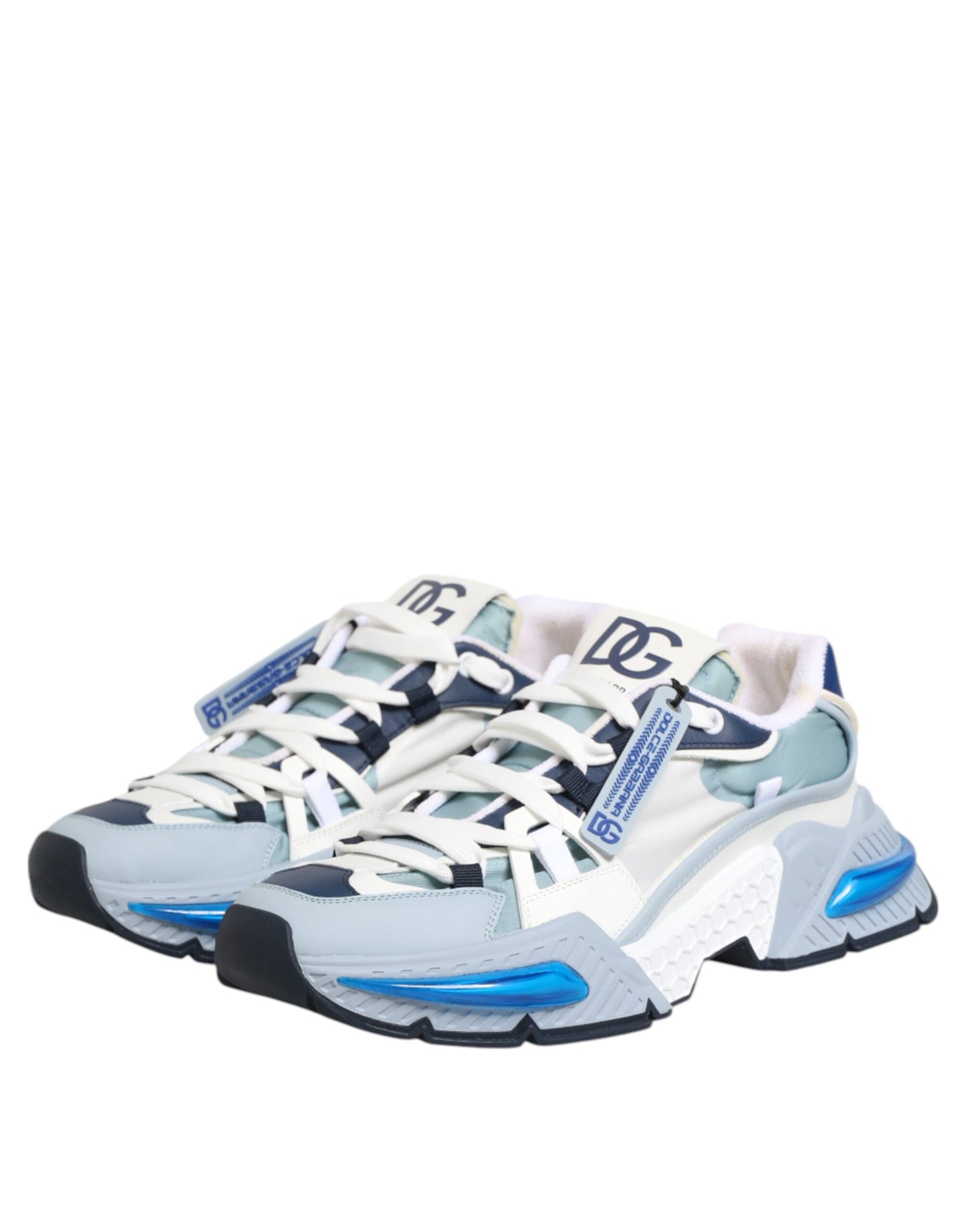 Dolce & Gabbana Weiß Blau Nylon Airmaster Turnschuhe Schuhe