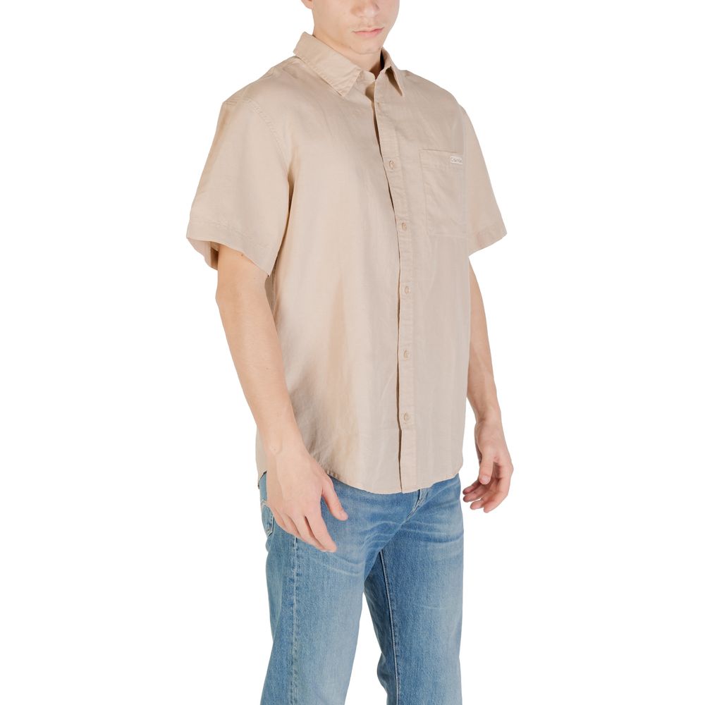 Calvin Klein Jeans Beige Leinen-Kurzarmhemd
