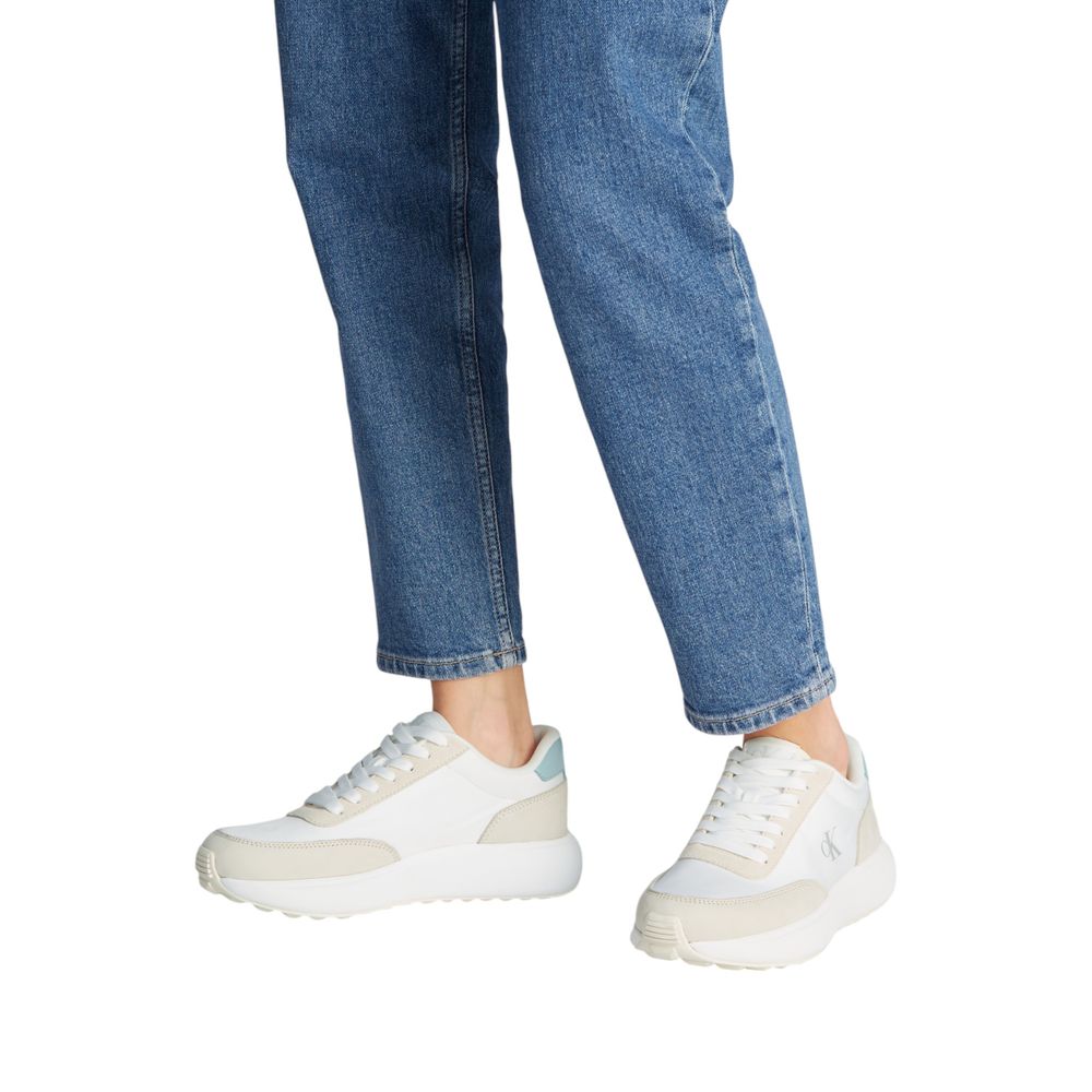 Calvin Klein Jeans Cremefarbene Leder-Sneaker