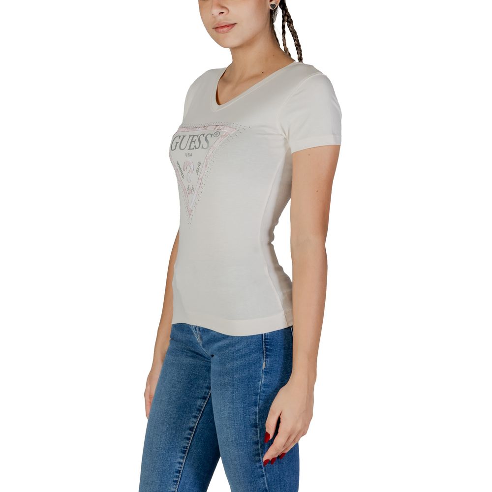 Guess T-Shirt aus cremefarbener Baumwolle