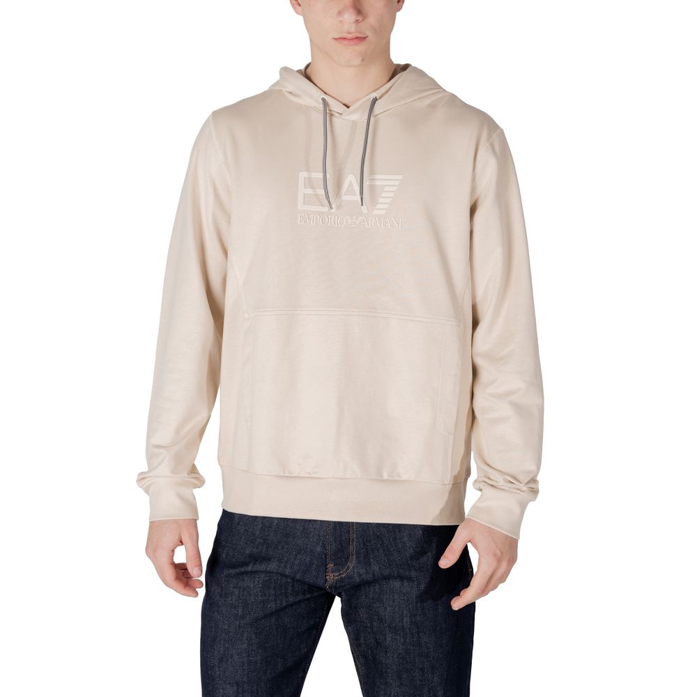 EA7 Emporio Armani Beigefarbener Baumwoll-Kapuzenpulli