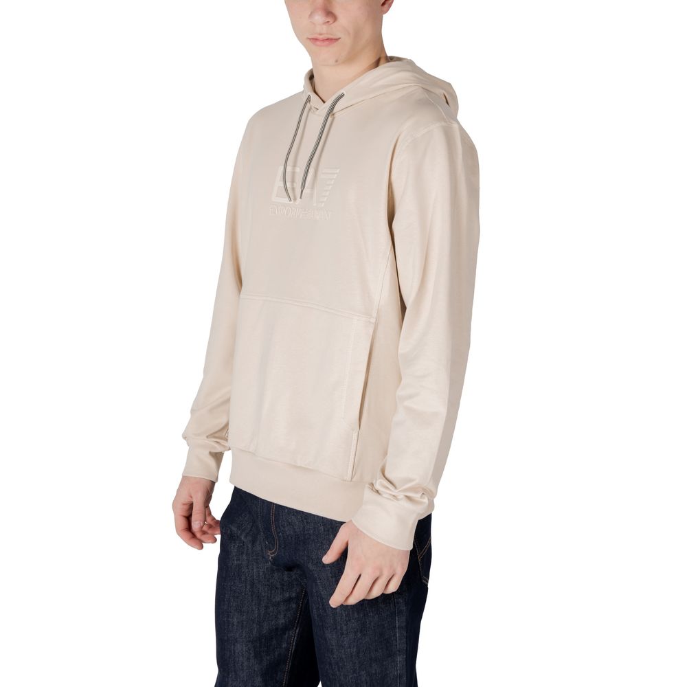 EA7 Emporio Armani Beigefarbener Baumwoll-Kapuzenpulli