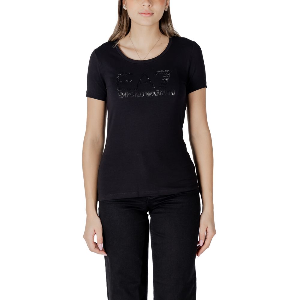 EA7 Emporio Armani Schwarzes T-Shirt aus Baumwolle