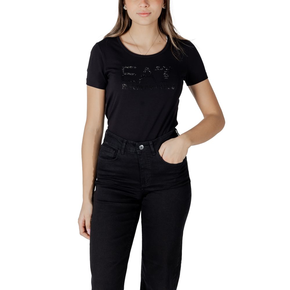 EA7 Emporio Armani Schwarzes T-Shirt aus Baumwolle