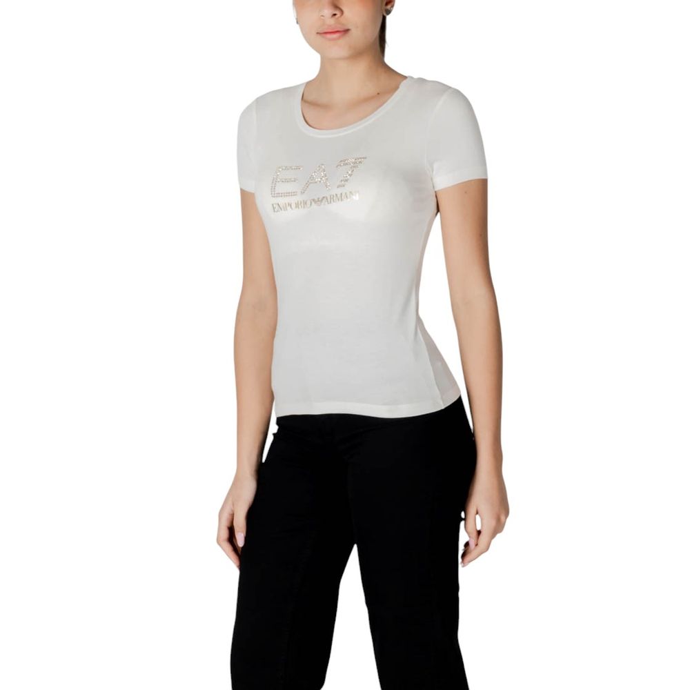 EA7 Emporio Armani Cremefarbenes Modal-T-Shirt