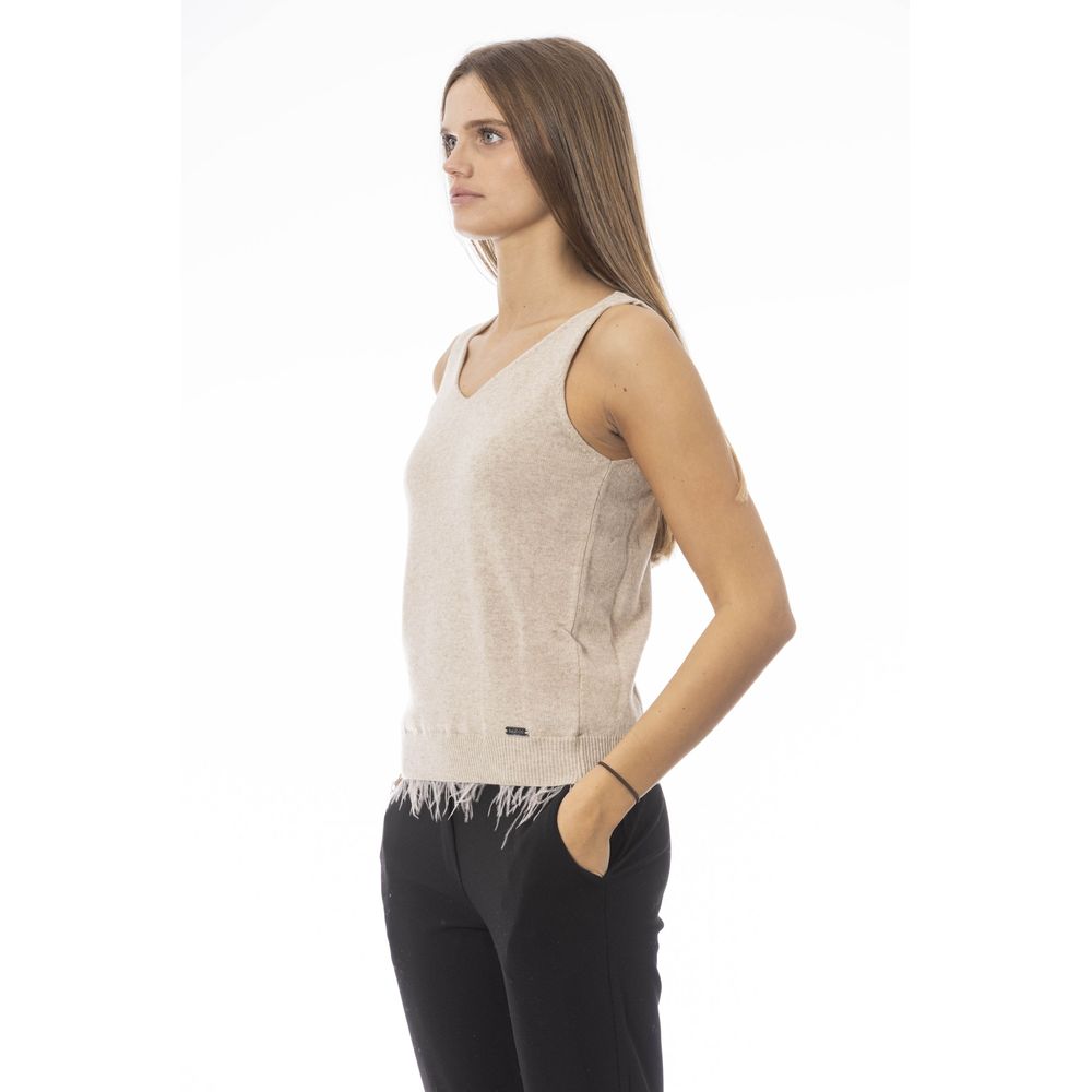 Baldinini Trend Beigefarbenes Wolltop für Frauen