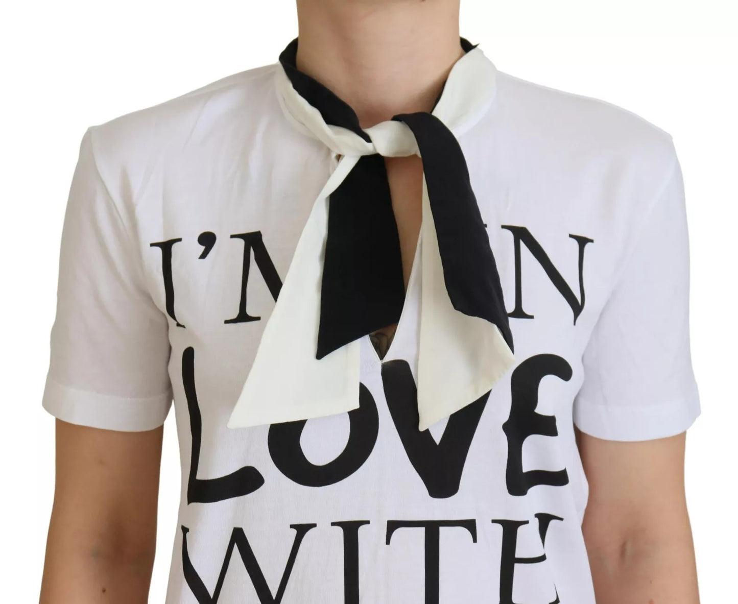 Dolce & Gabbana Weißes Baumwoll-Top mit LOVE-Aufdruck Bluse T-Shirt