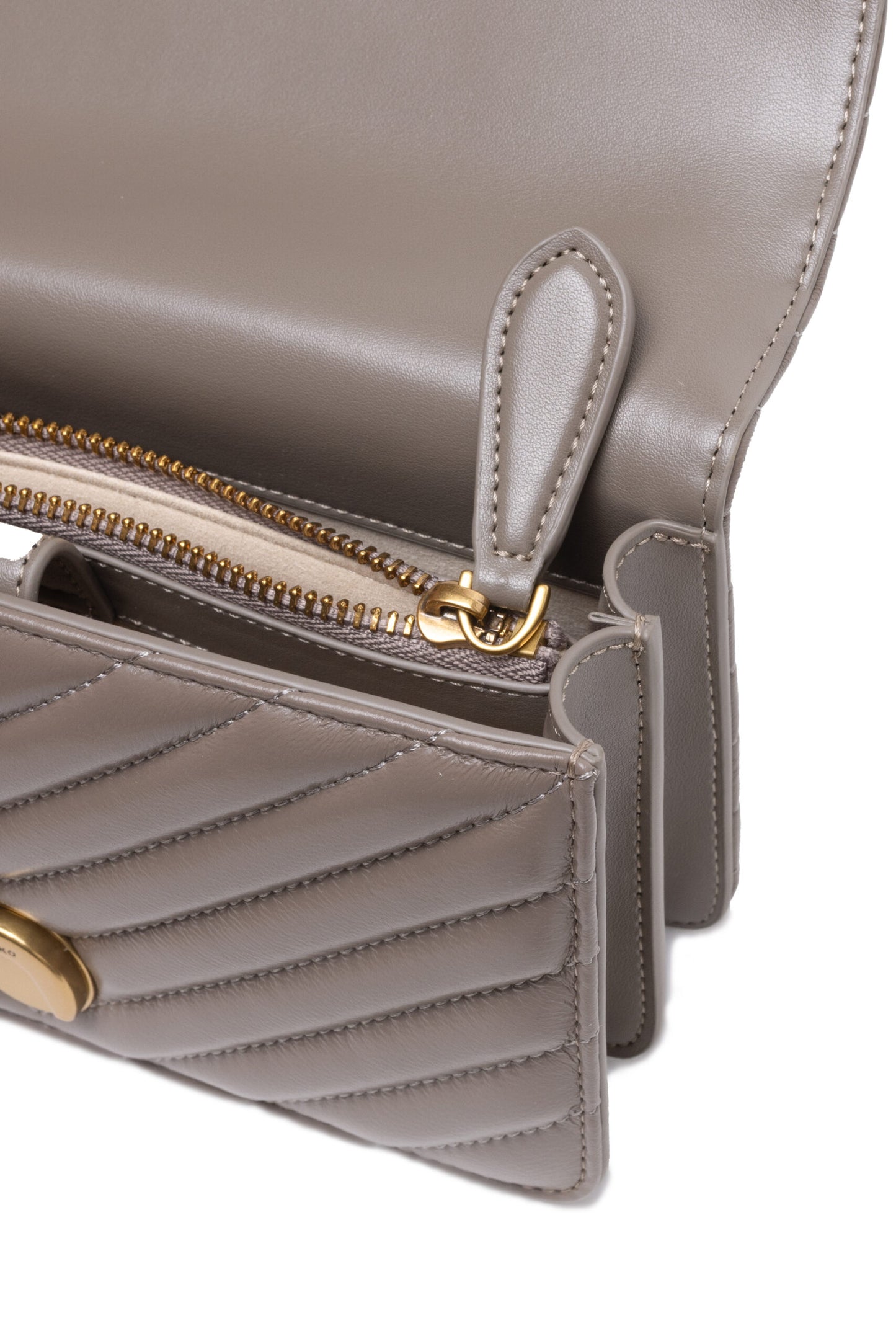 PINKO Graue Leder Love One Mini Umhängetasche
