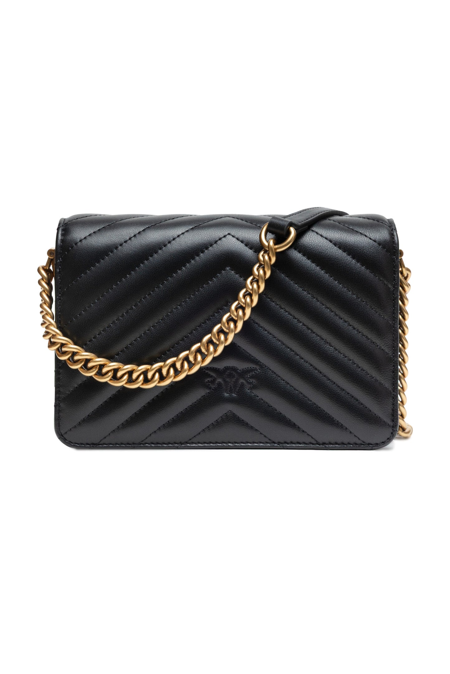 PINKO Schwarze Leder Love Click Mini Umhängetasche