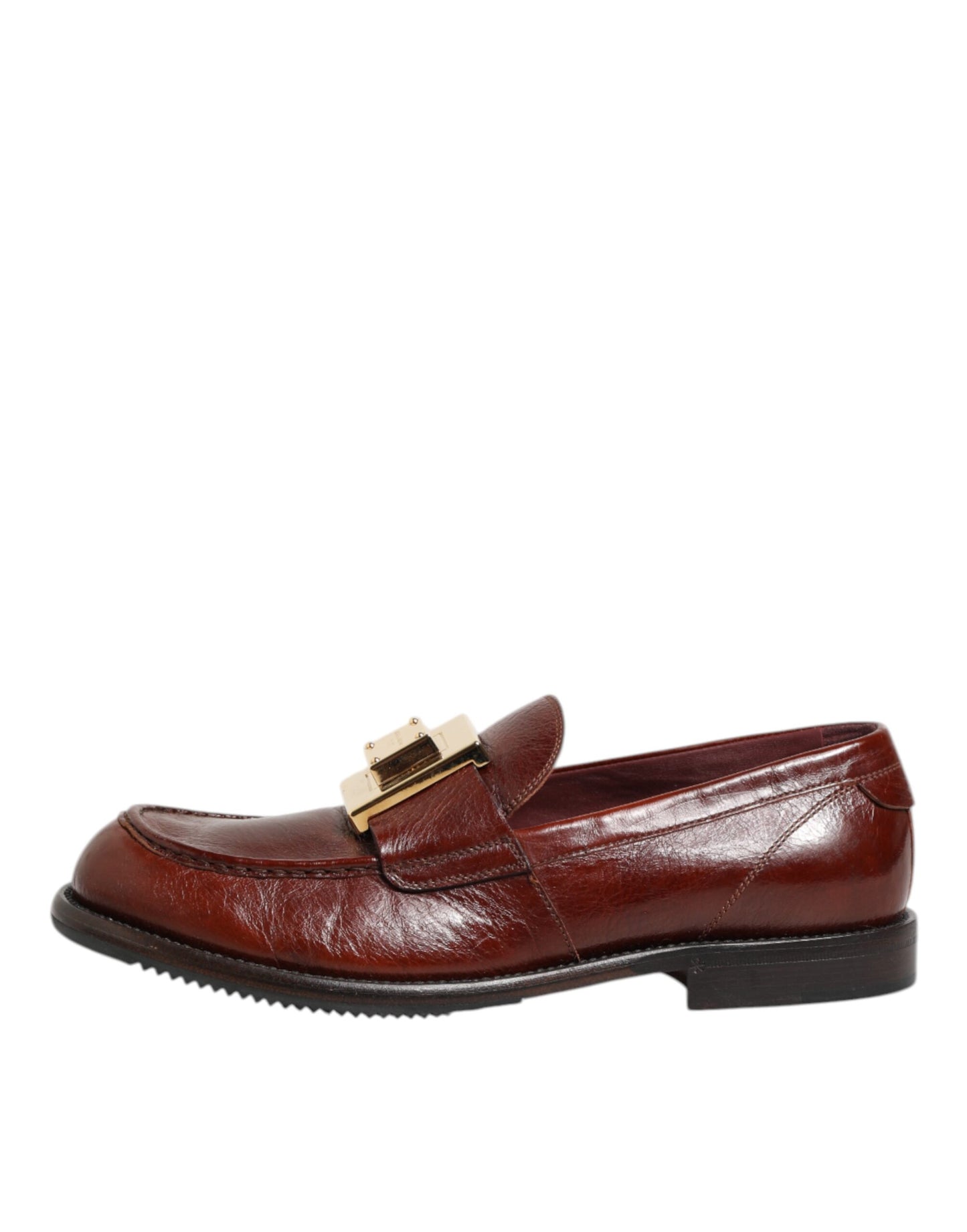 Dolce & Gabbana Braun Leder Logo Slip On Männer Kleid Schuhe