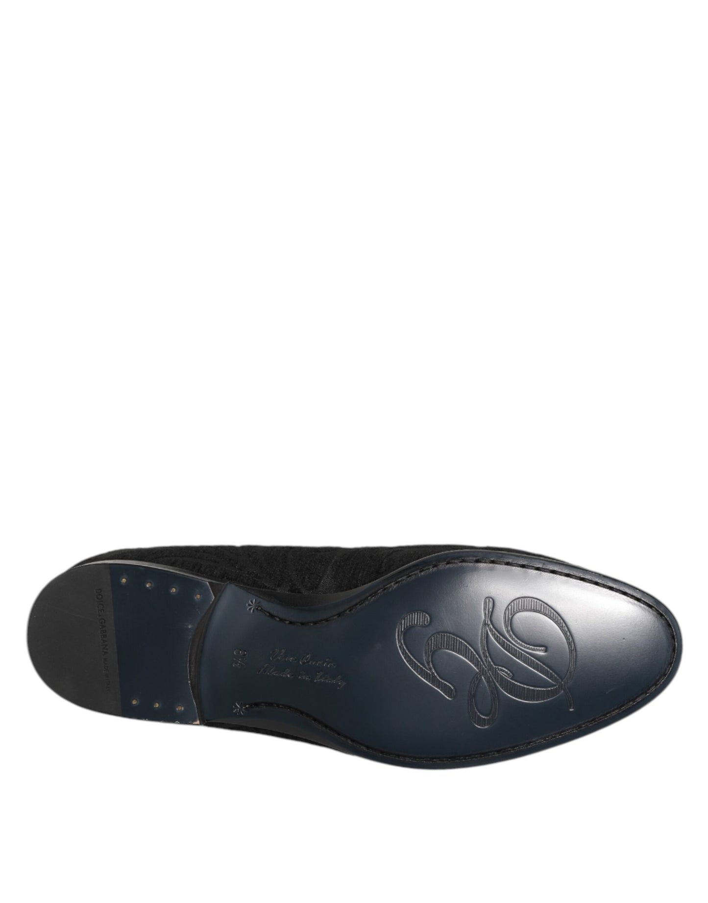 Dolce & Gabbana Schwarz Brokat Krone Loafers Kleid Schuhe