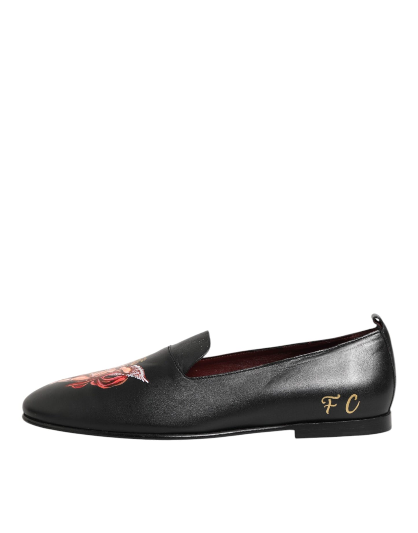 Dolce & Gabbana Schwarz DG Angel Leder Slip On Loafers Schuhe