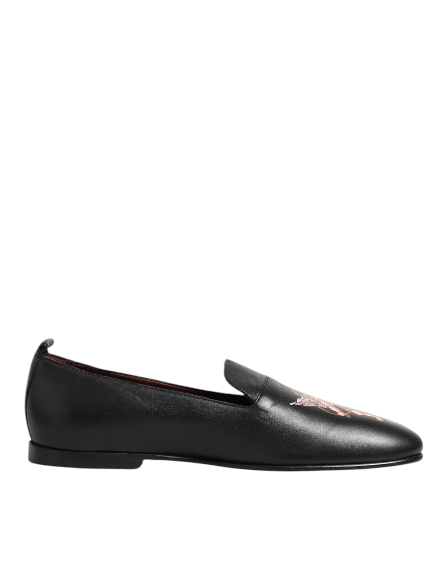 Dolce & Gabbana Schwarz DG Angel Leder Slip On Loafers Schuhe