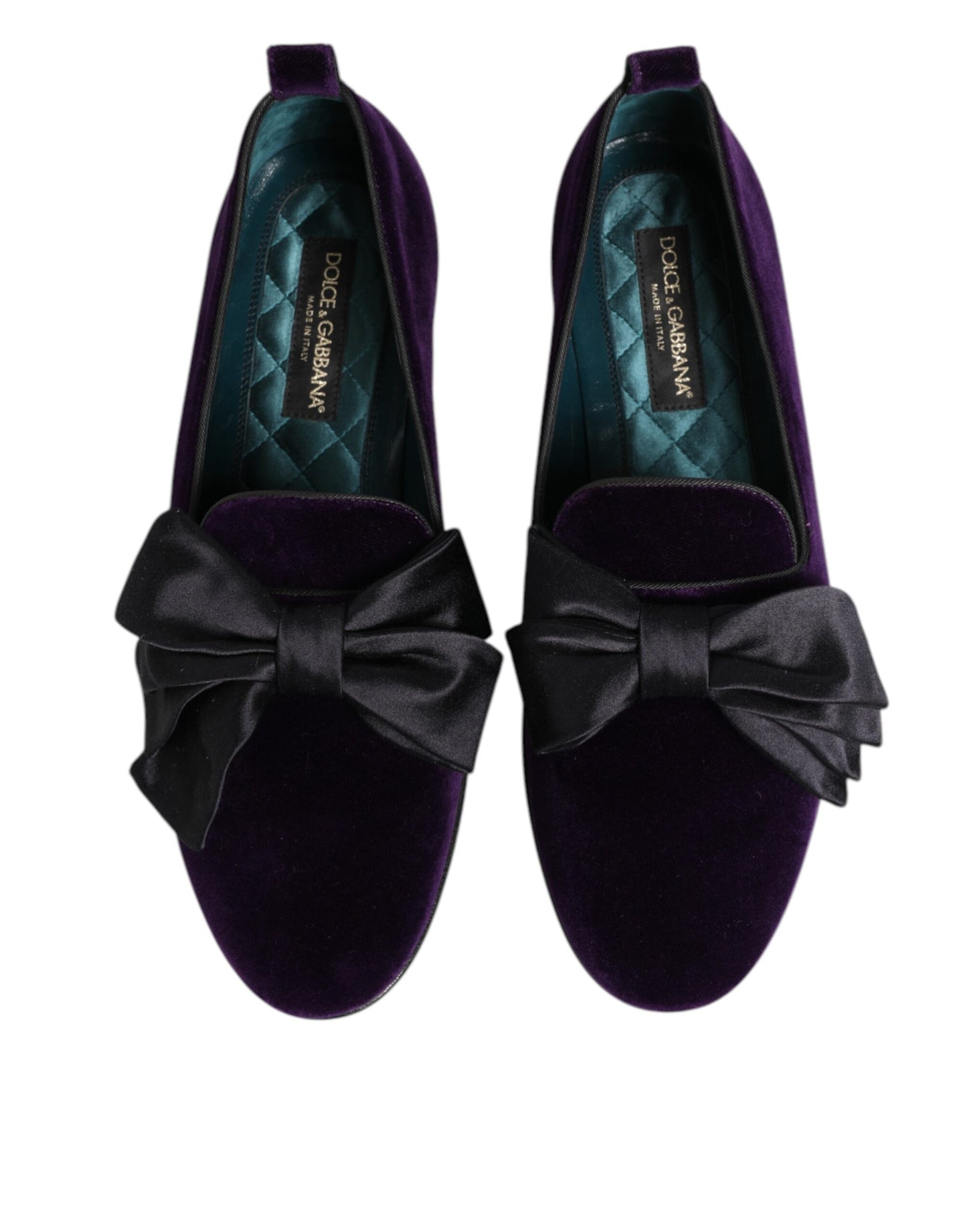 Dolce & Gabbana Lila Wildleder Baumwolle Schleife Slip On Loafers Schuhe
