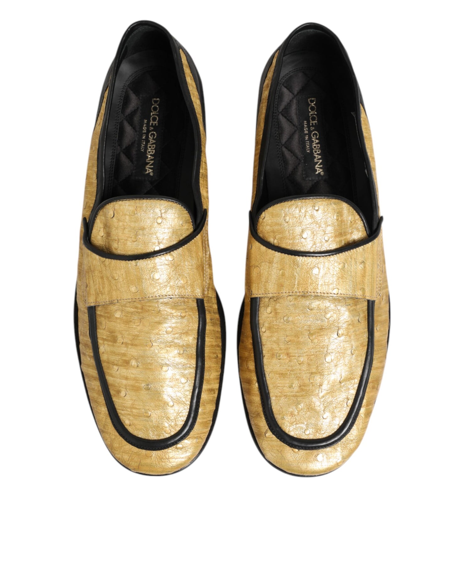 Dolce & Gabbana Gelb Schwarz Leder Slipper Schuhe