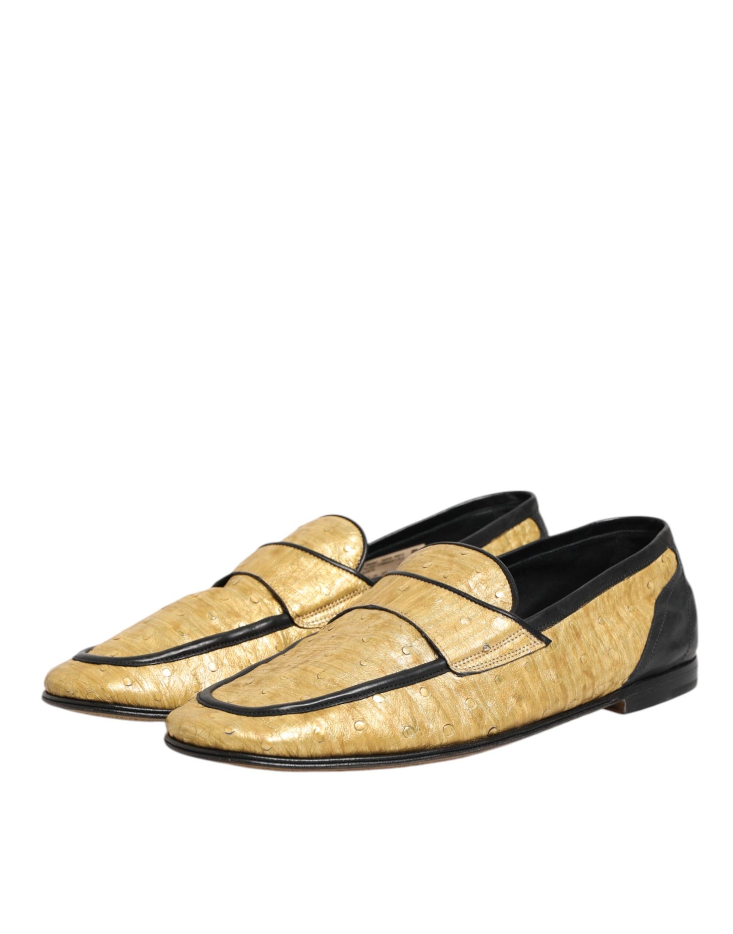 Dolce & Gabbana Gelb Schwarz Leder Slipper Schuhe