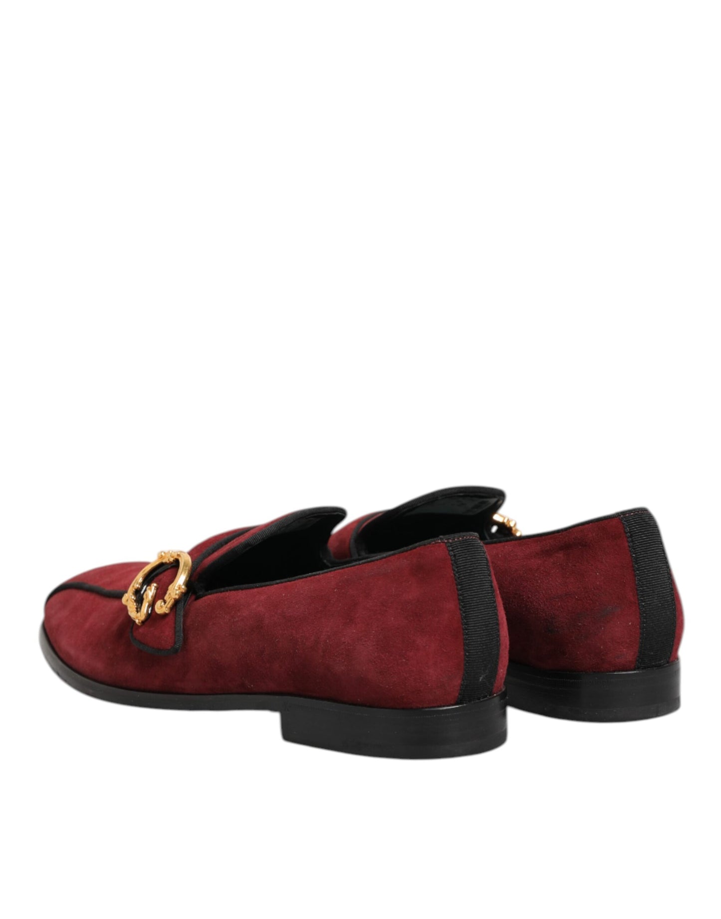 Dolce & Gabbana Bordeaux Wildleder Logo Loafers Formelle Schuhe