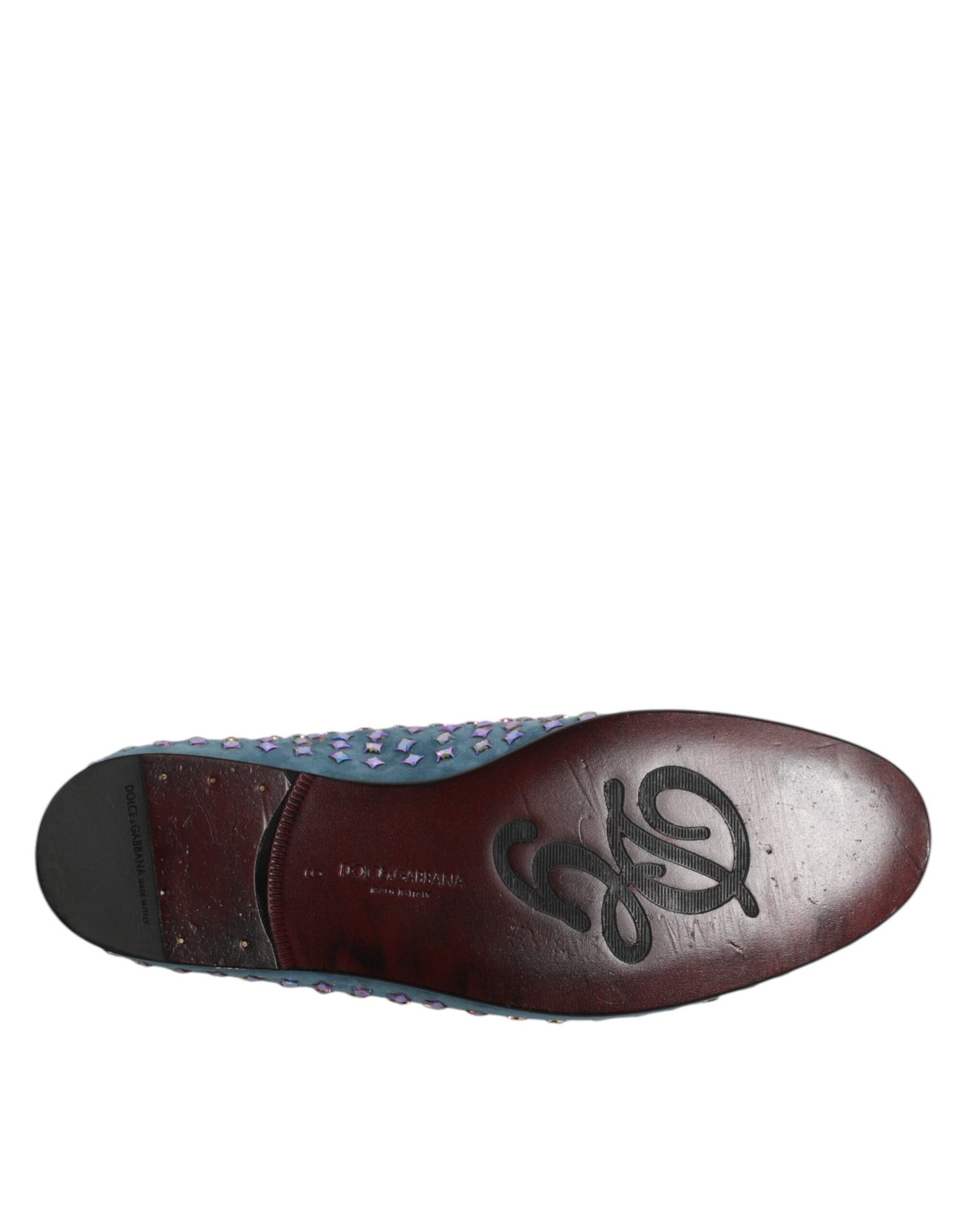 Dolce & Gabbana Blau Wildleder Nieten Kleid Männer Loafers Schuhe