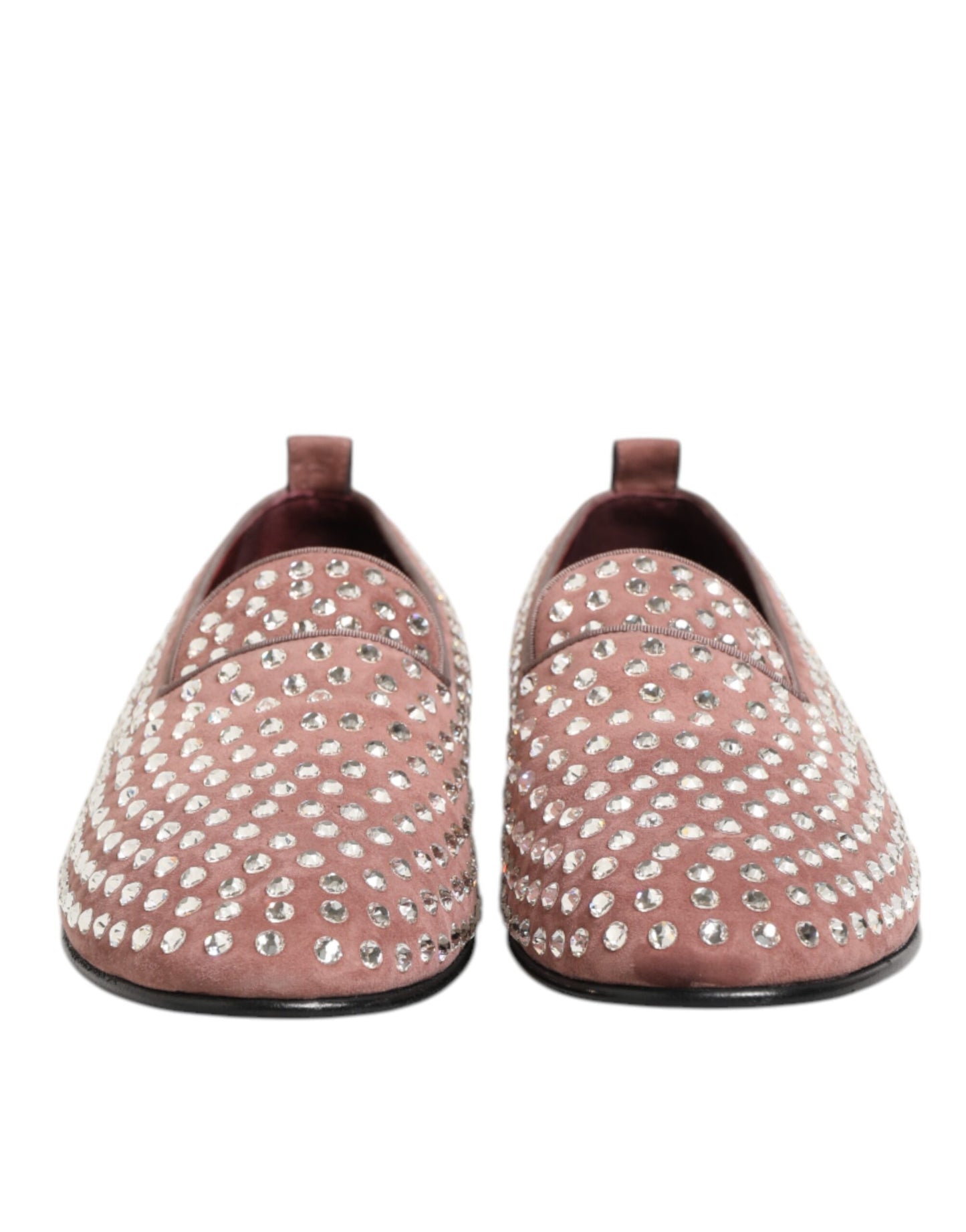 Dolce & Gabbana Rosa Wildleder Kristalle Loafers Männer Kleid Schuhe