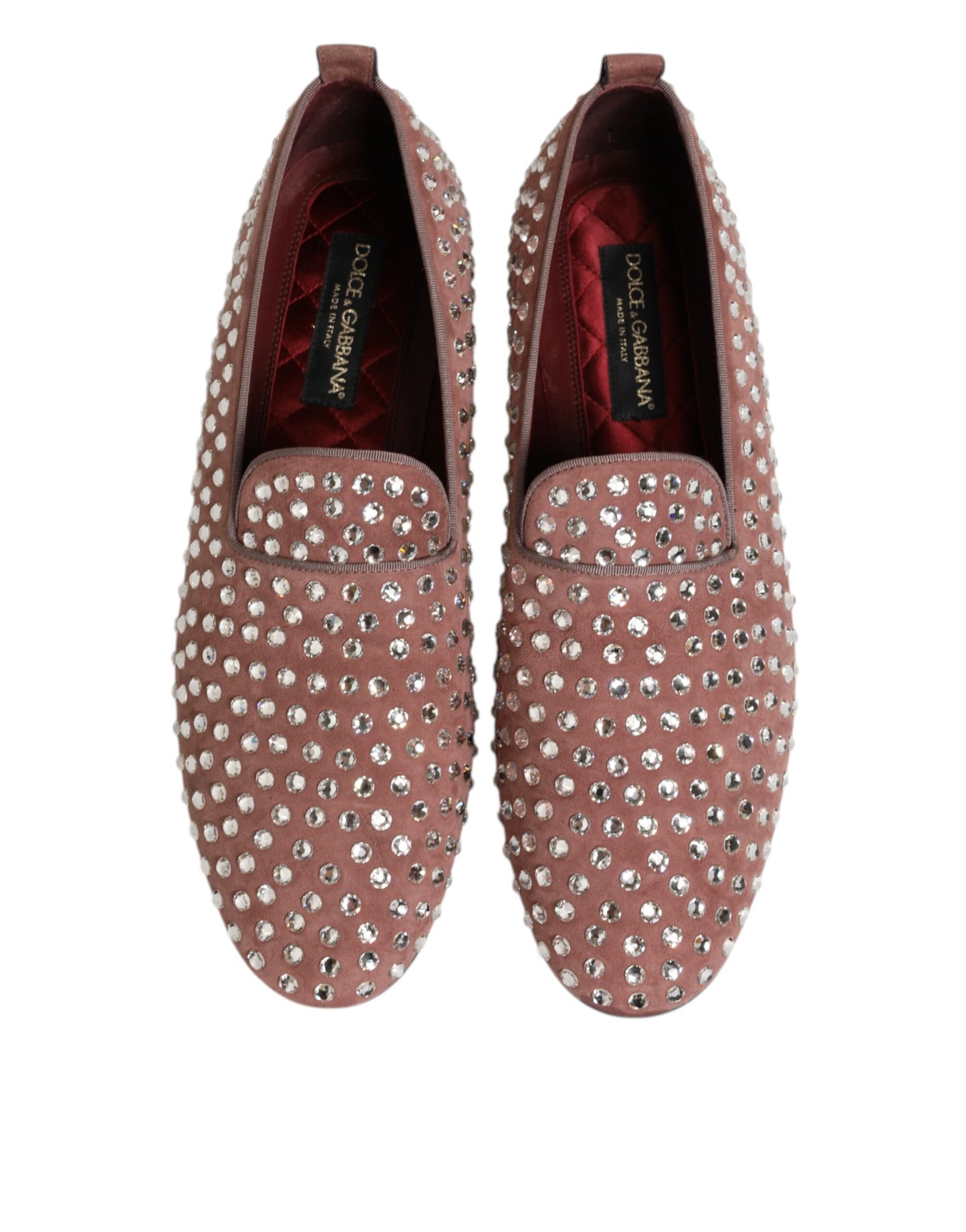 Dolce & Gabbana Rosa Wildleder Kristalle Loafers Männer Kleid Schuhe