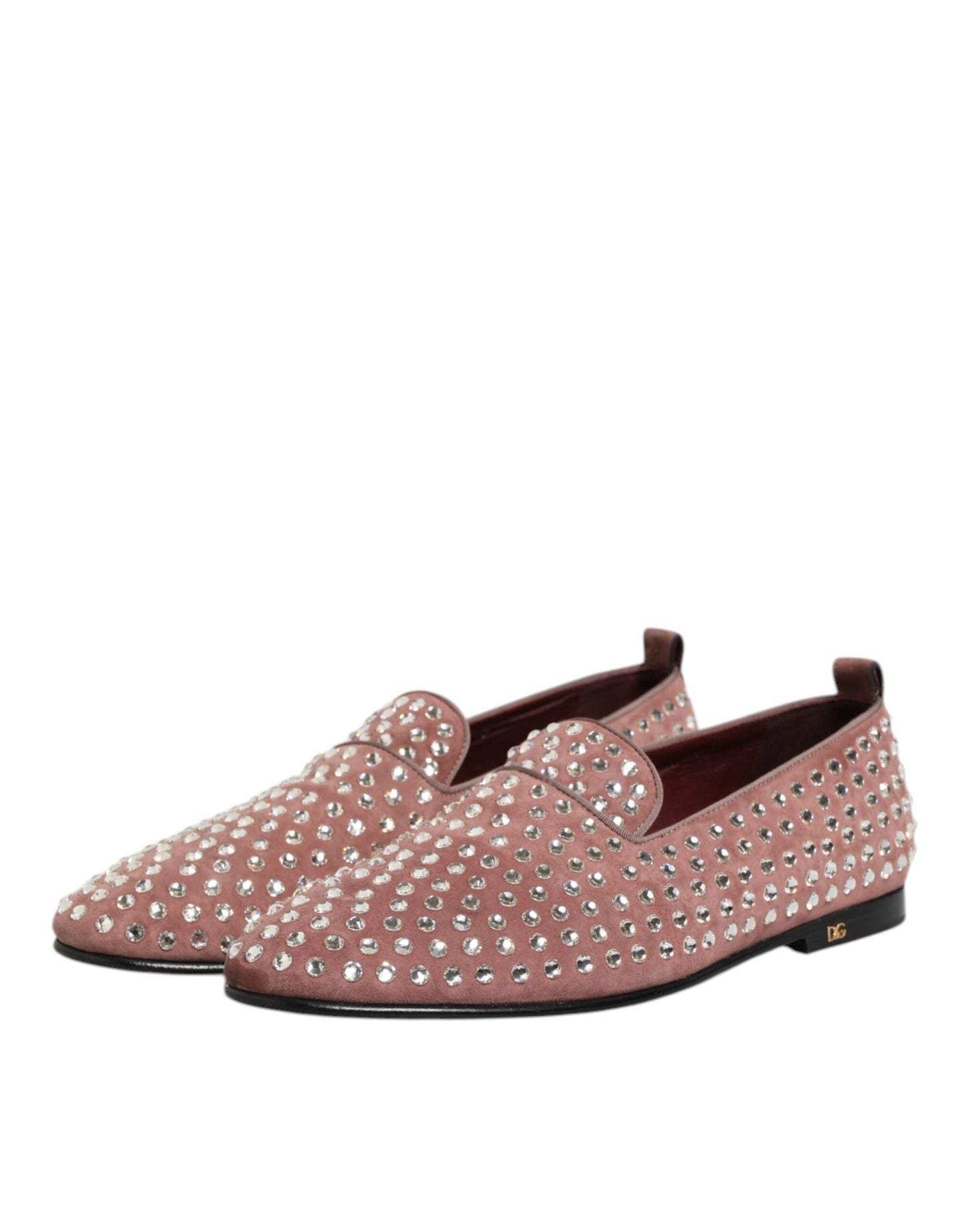 Dolce & Gabbana Rosa Wildleder Kristalle Loafers Männer Kleid Schuhe