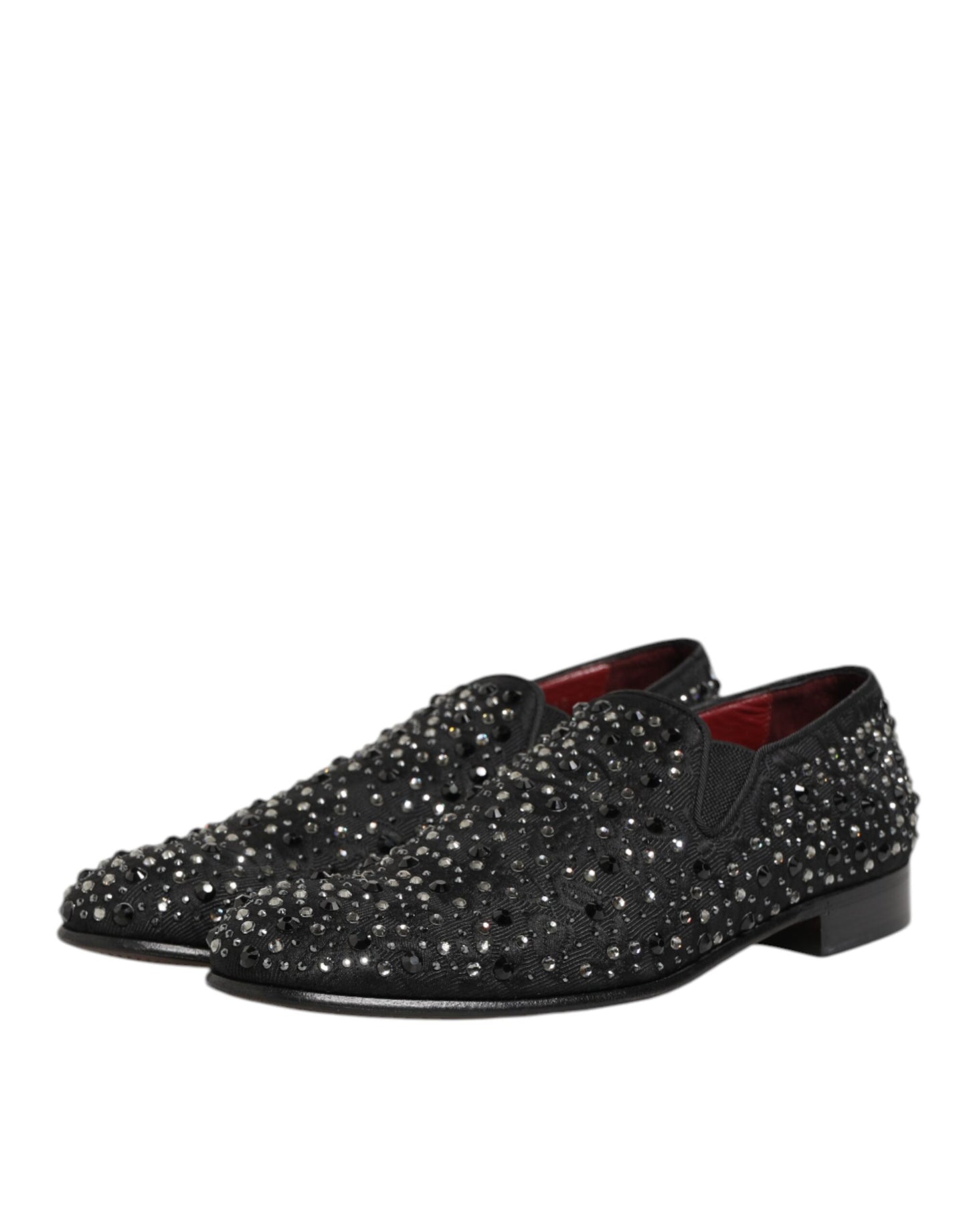 Dolce & Gabbana Schwarze kristallverzierte Loafer-Schuhe aus Wildleder