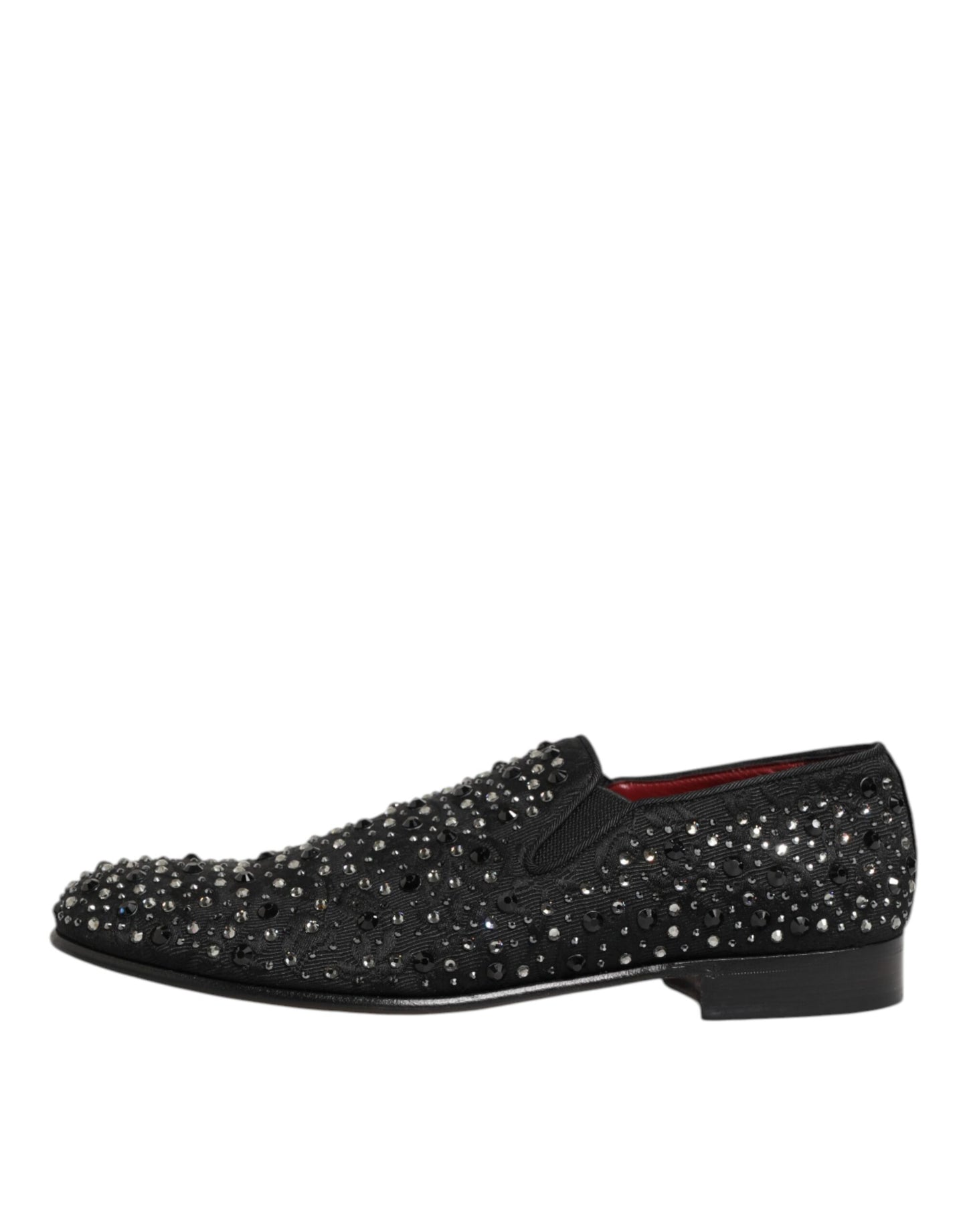 Dolce & Gabbana Schwarze kristallverzierte Loafer-Schuhe aus Wildleder