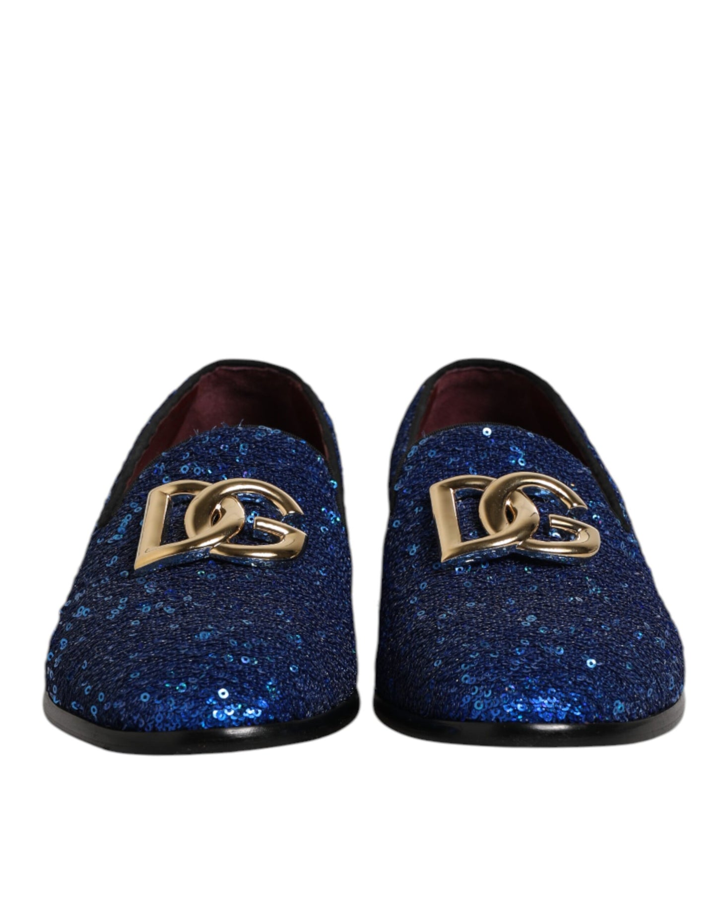 Dolce & Gabbana Blau Pailletten Loafers Formal Kleid Männer Schuhe