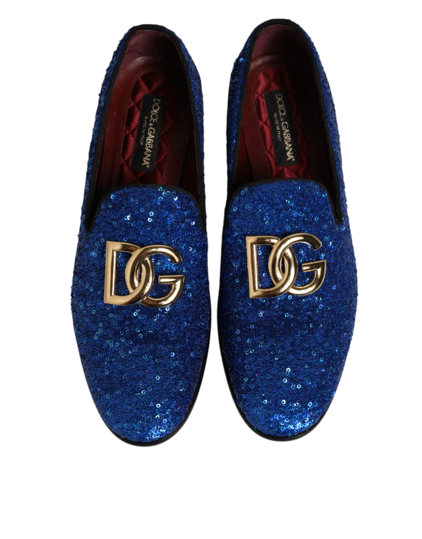 Dolce & Gabbana Blau Pailletten Loafers Formal Kleid Männer Schuhe
