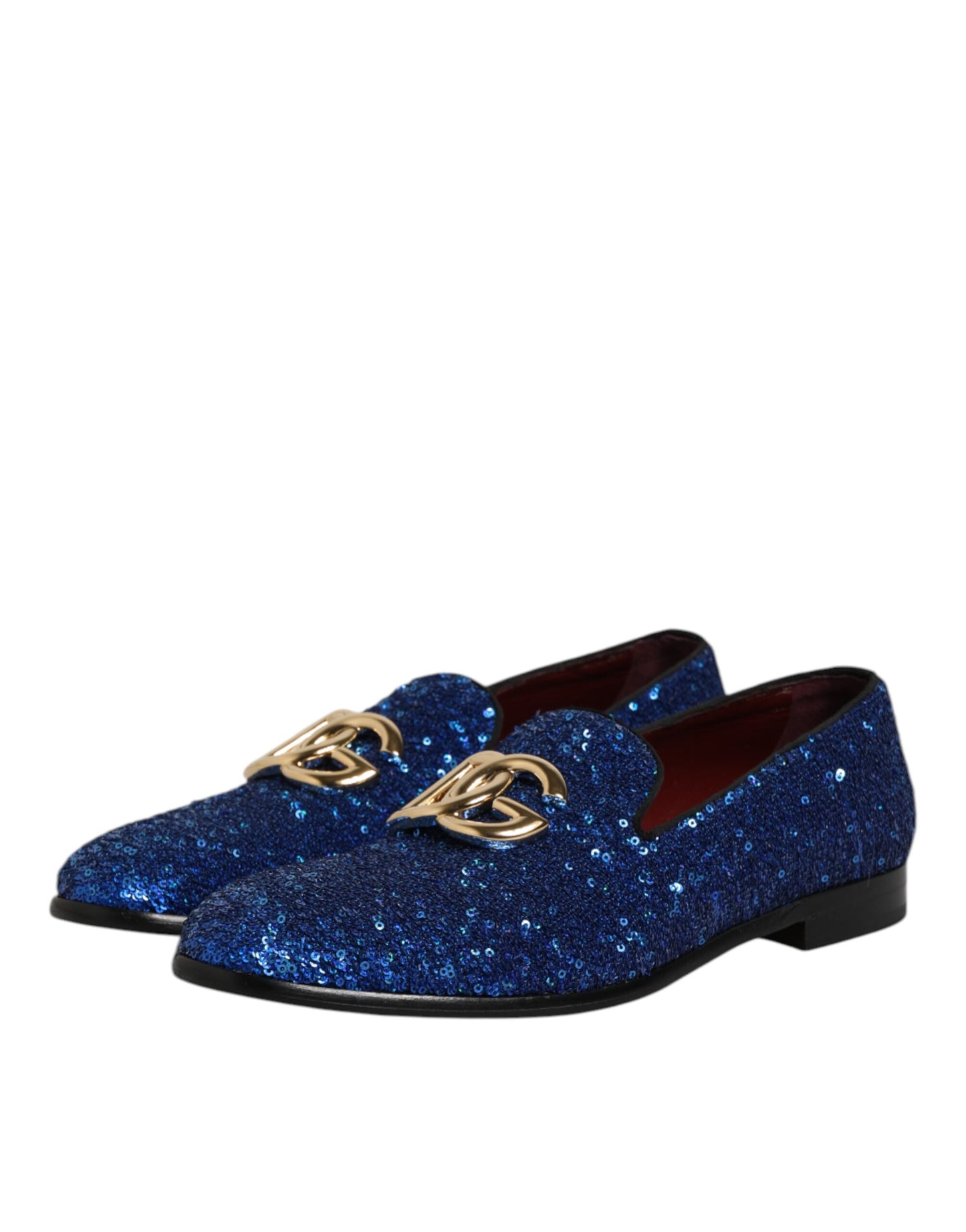 Dolce & Gabbana Blau Pailletten Loafers Formal Kleid Männer Schuhe