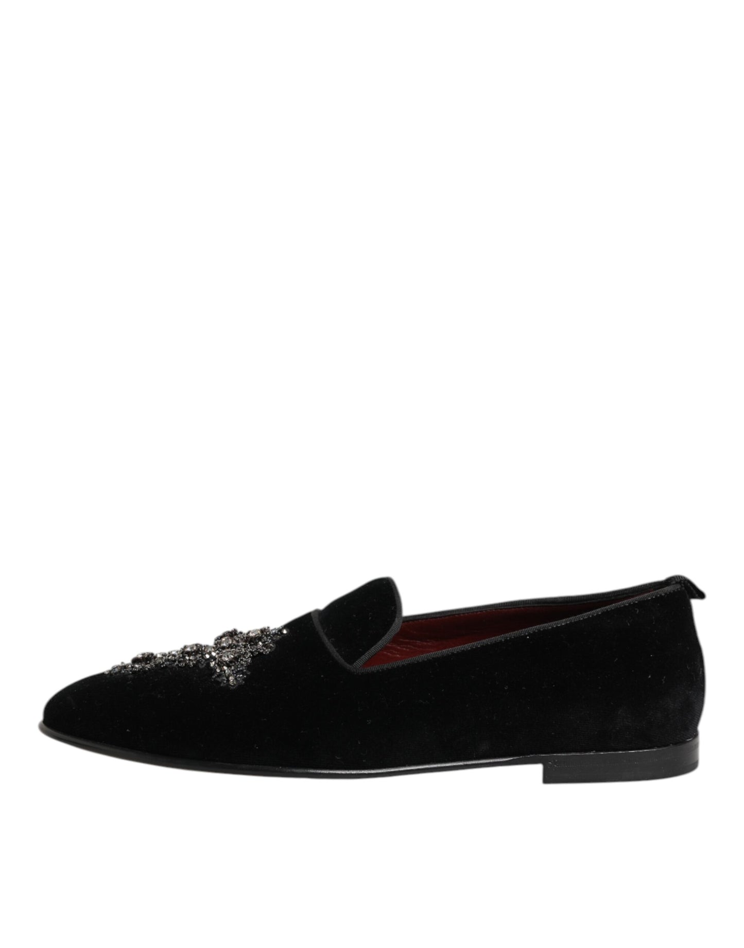 Dolce & Gabbana Schwarzes Kreuz verschönert Slip On Loafers Kleid Schuhe