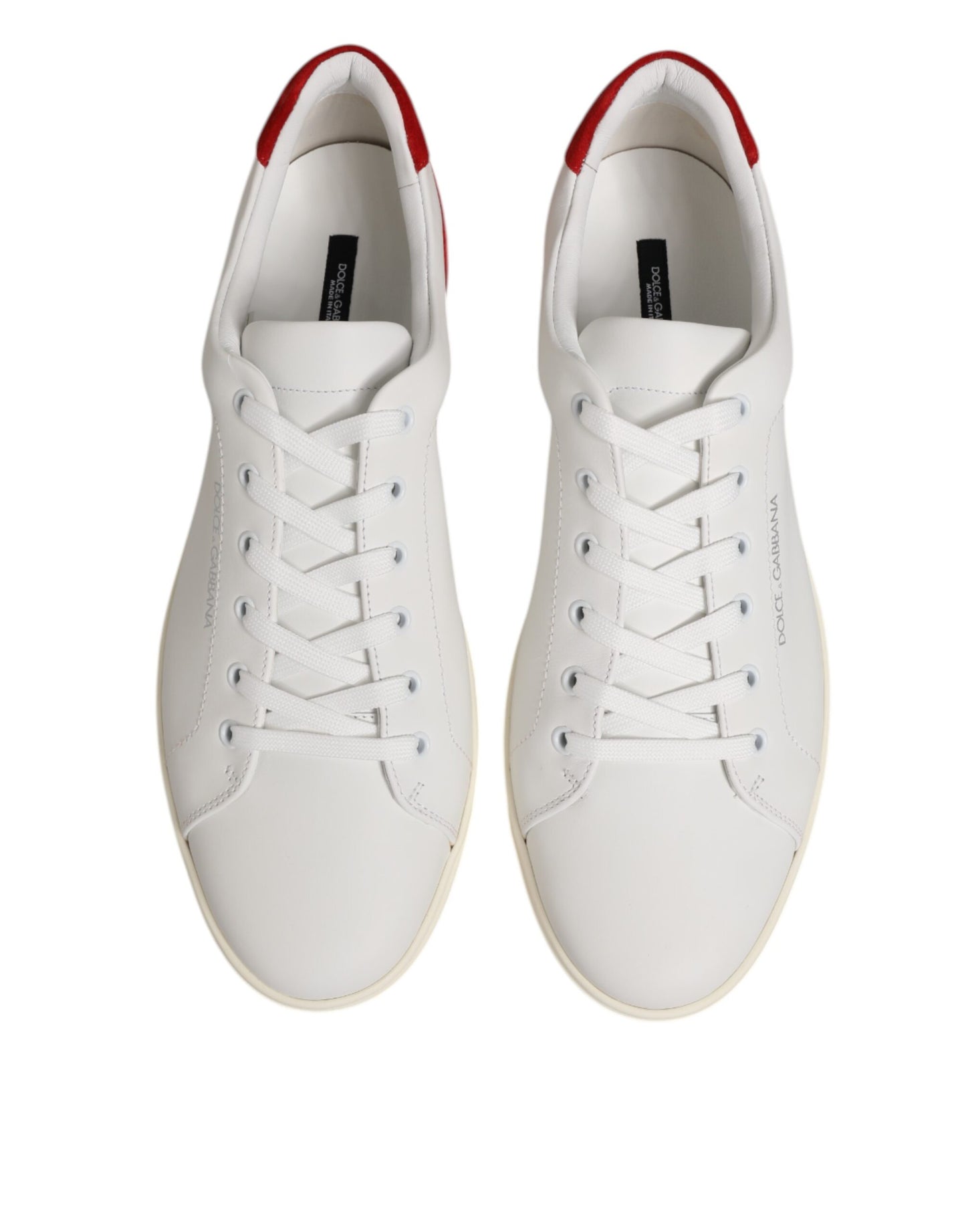 Dolce & Gabbana Weiß Rot Leder Low Top Männer Turnschuhe Schuhe